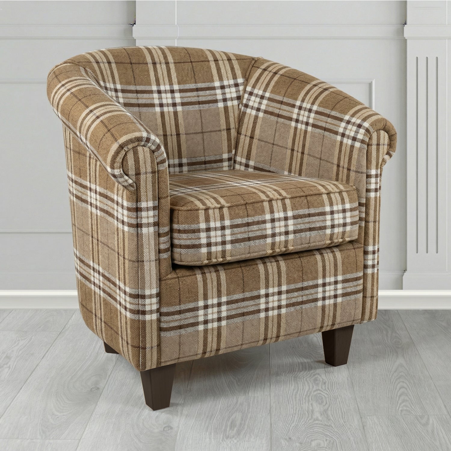 Siena Tub Chair in Panaz Fabrics Hunter Check Crib 5 Tartan Pattern Fabric