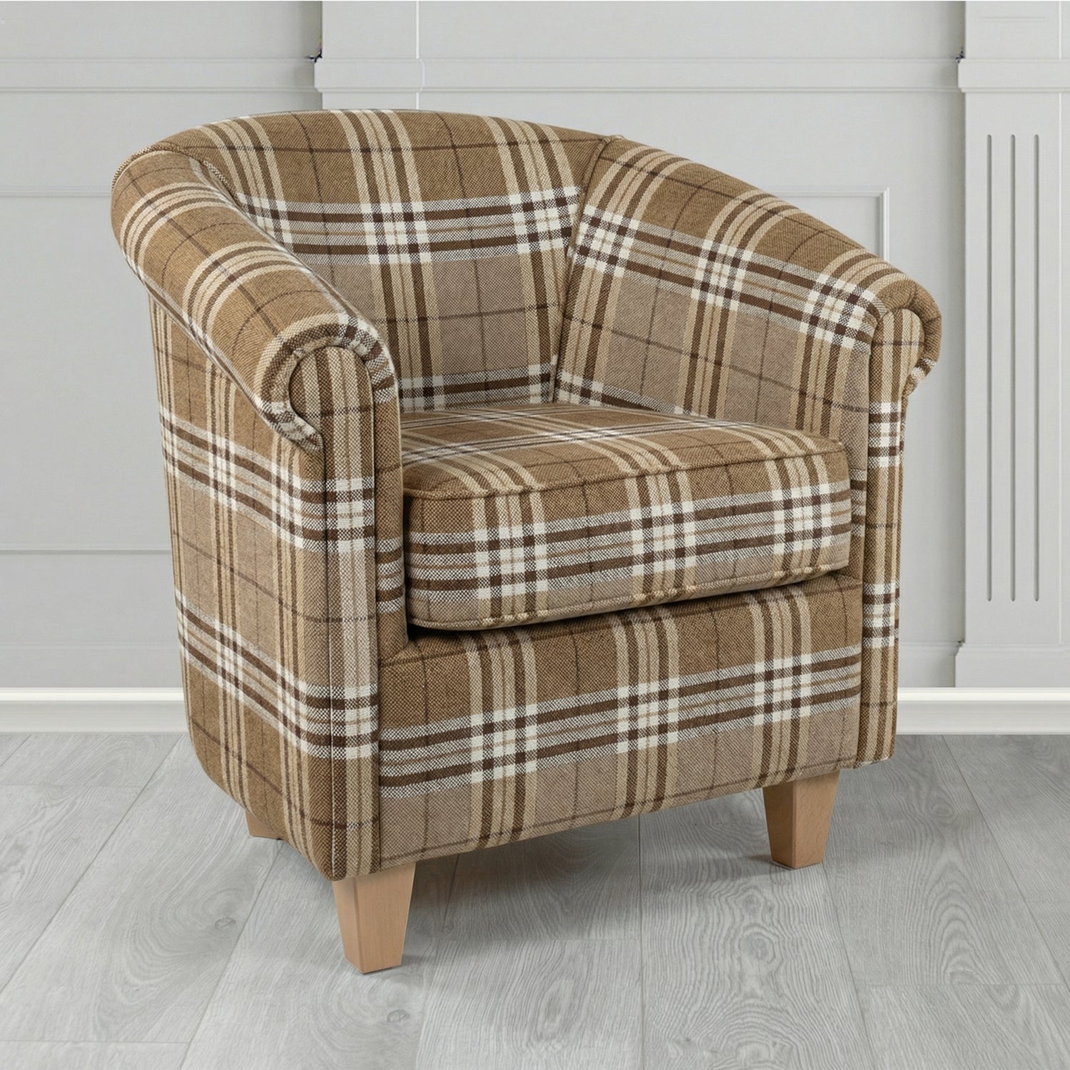Siena Tub Chair in Panaz Fabrics Hunter Check Crib 5 Tartan Pattern Fabric