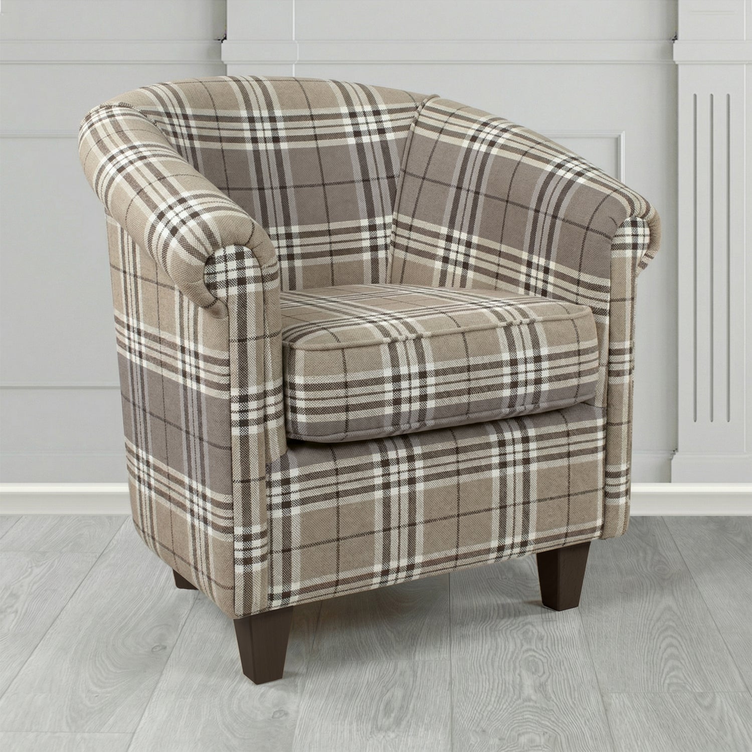 Siena Tub Chair in Panaz Fabrics Hunter Check Crib 5 Tartan Pattern Fabric