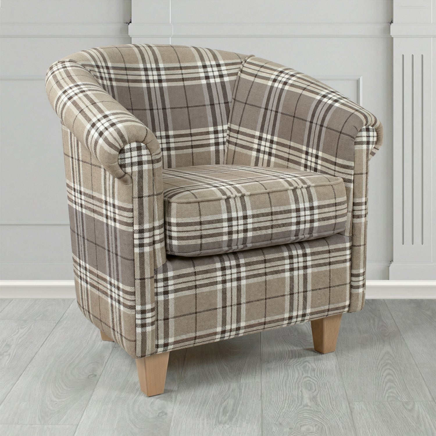 Siena Tub Chair in Panaz Fabrics Hunter Check Crib 5 Tartan Pattern Fabric