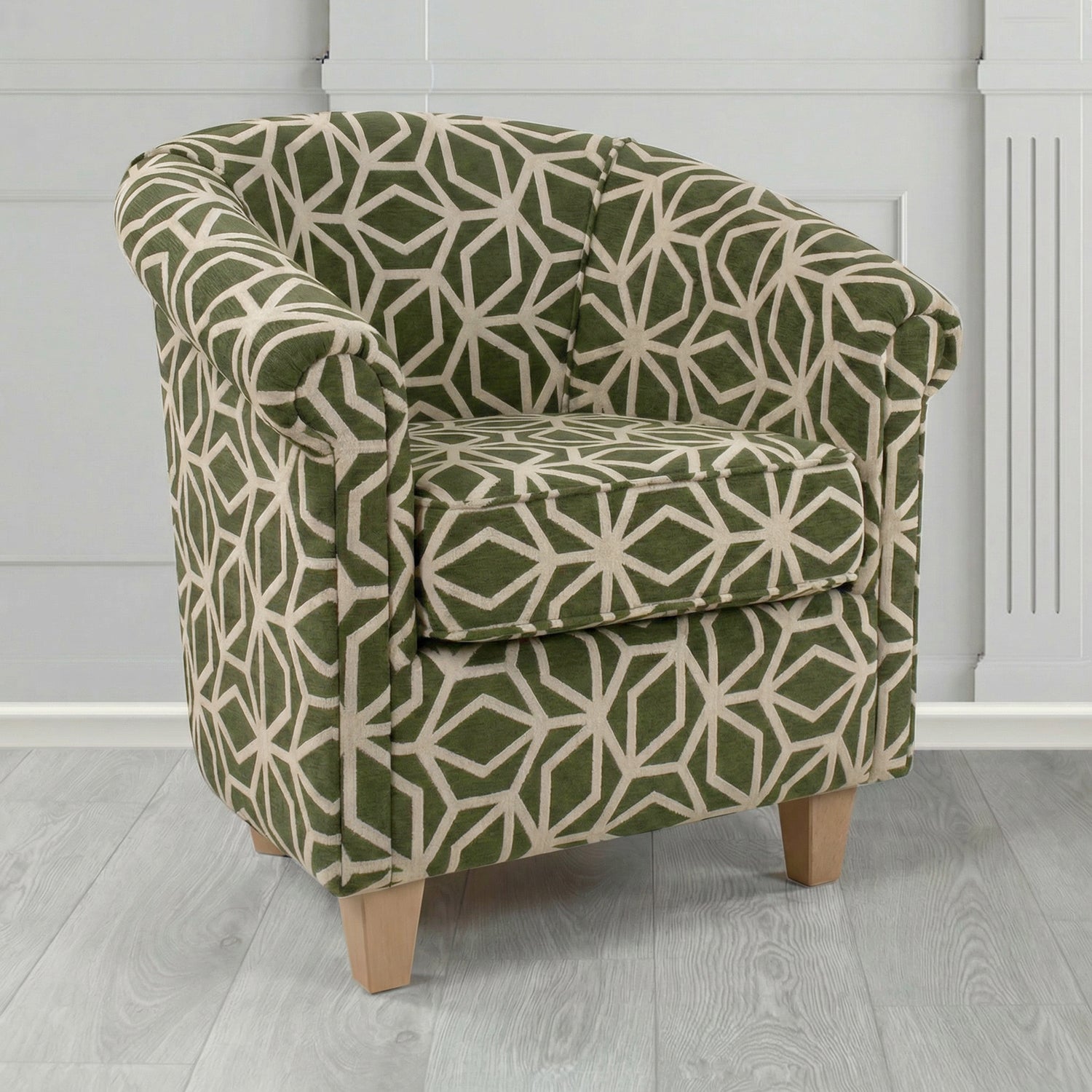 Siena Tub Chair in Panaz Fabrics Lexington Corinthia Geometric Crib 5 Velvet Fabric