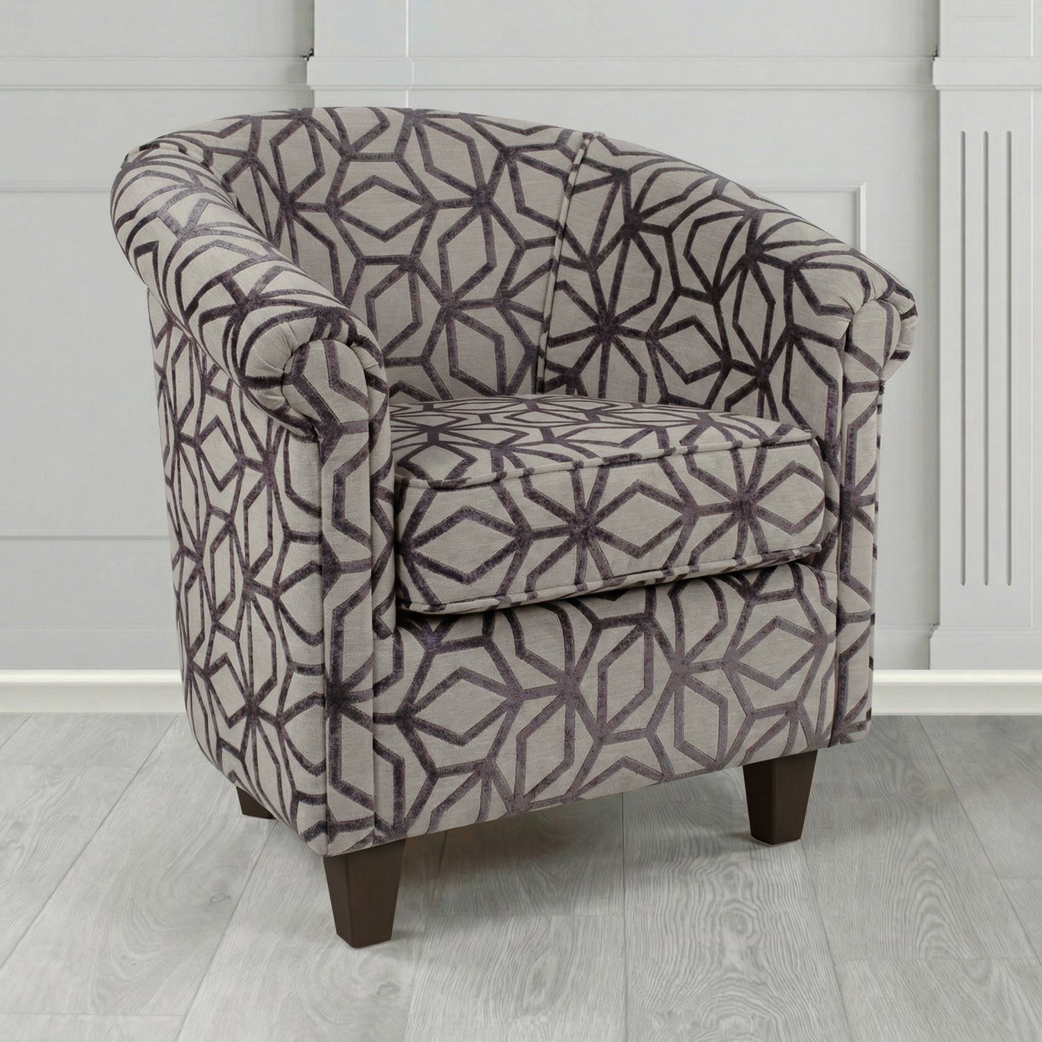 Siena Tub Chair in Panaz Fabrics Lexington Corinthia Geometric Crib 5 Velvet Fabric
