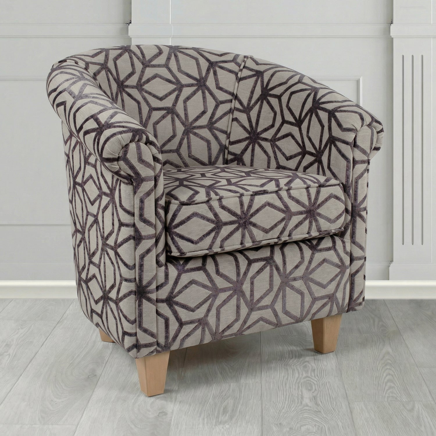 Siena Tub Chair in Panaz Fabrics Lexington Corinthia Geometric Crib 5 Velvet Fabric