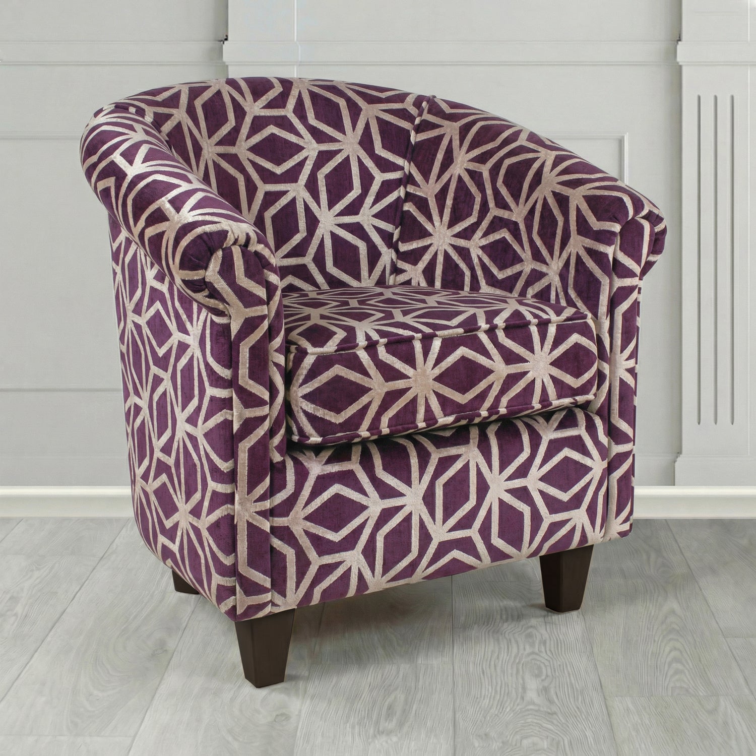 Siena Tub Chair in Panaz Fabrics Lexington Corinthia Geometric Crib 5 Velvet Fabric