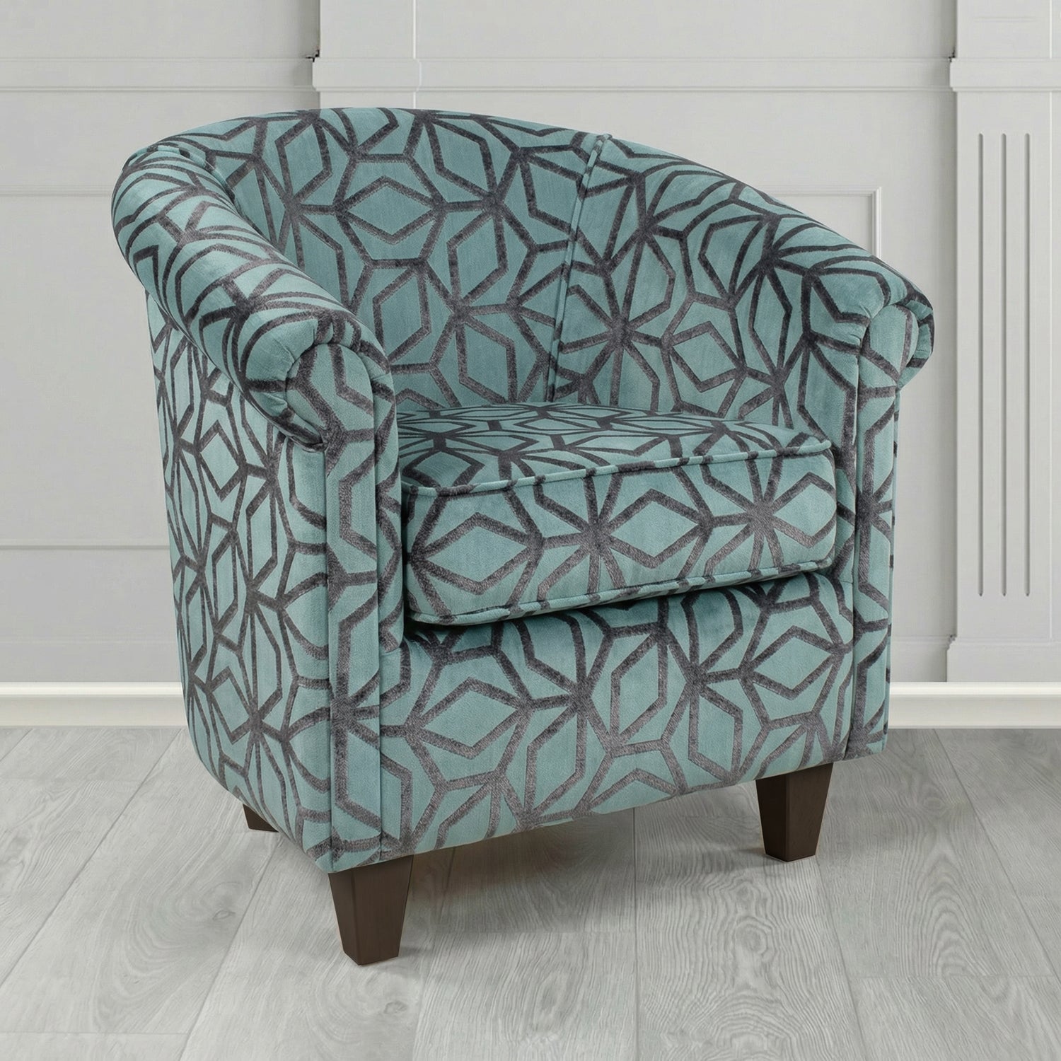 Siena Tub Chair in Panaz Fabrics Lexington Corinthia Geometric Crib 5 Velvet Fabric