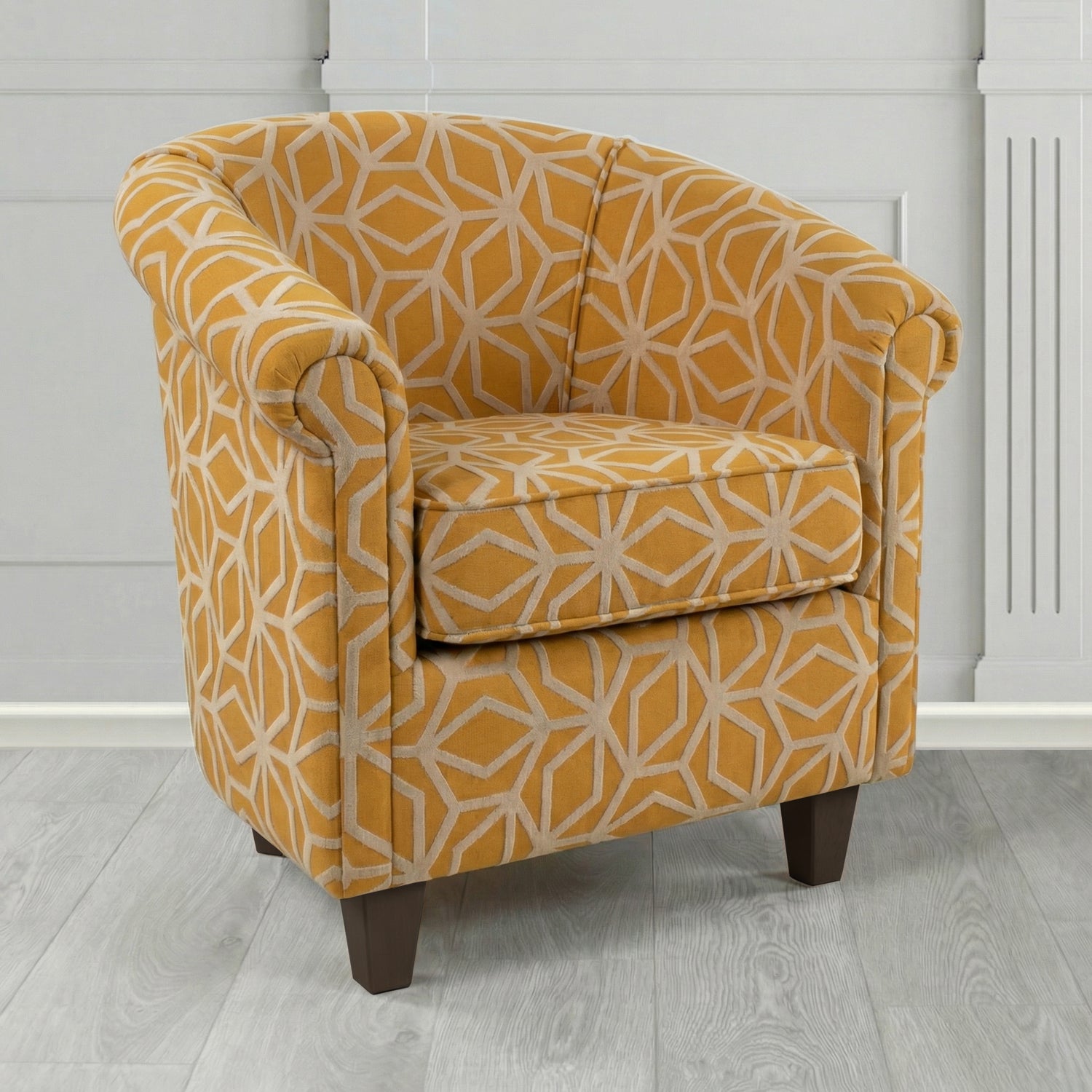 Siena Tub Chair in Panaz Fabrics Lexington Corinthia Geometric Crib 5 Velvet Fabric