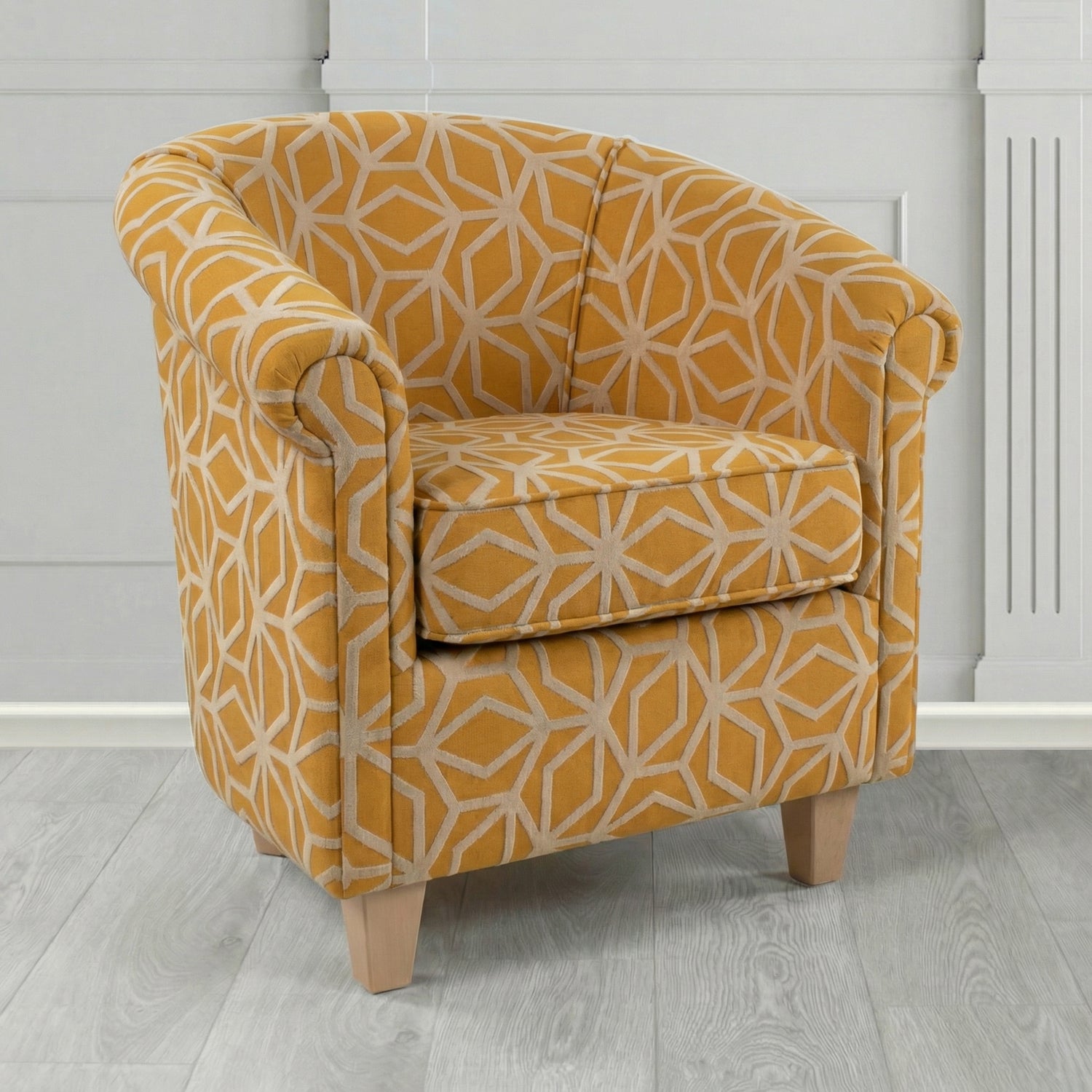 Siena Tub Chair in Panaz Fabrics Lexington Corinthia Geometric Crib 5 Velvet Fabric