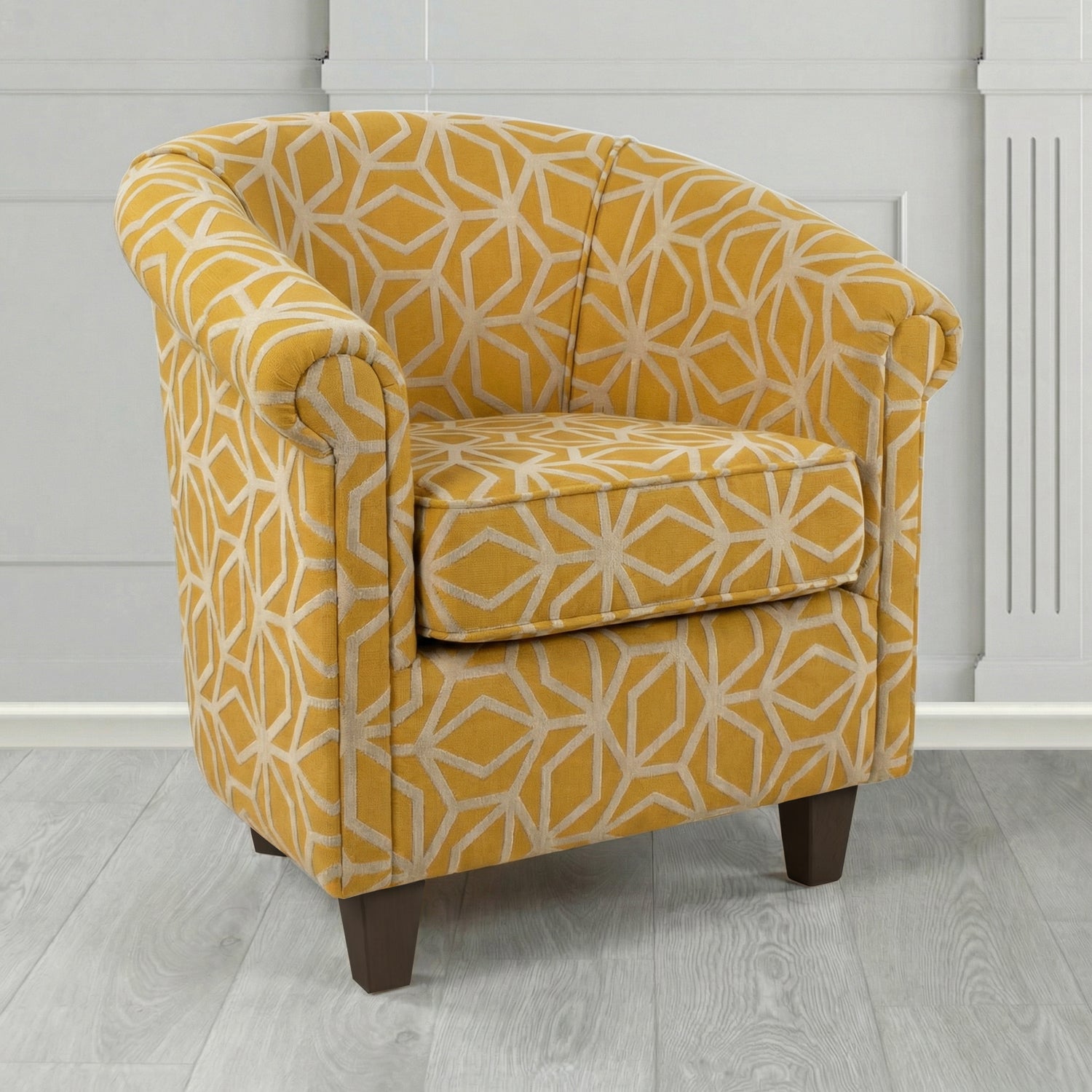 Siena Tub Chair in Panaz Fabrics Lexington Corinthia Geometric Crib 5 Velvet Fabric
