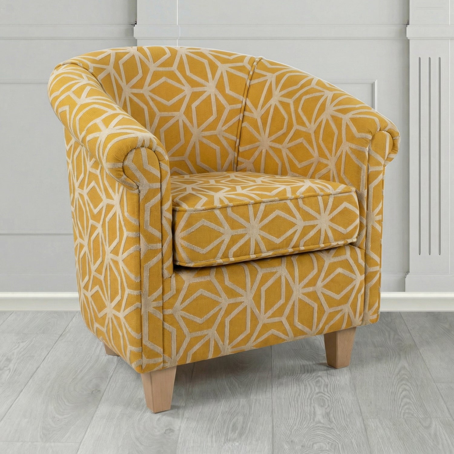 Siena Tub Chair in Panaz Fabrics Lexington Corinthia Geometric Crib 5 Velvet Fabric