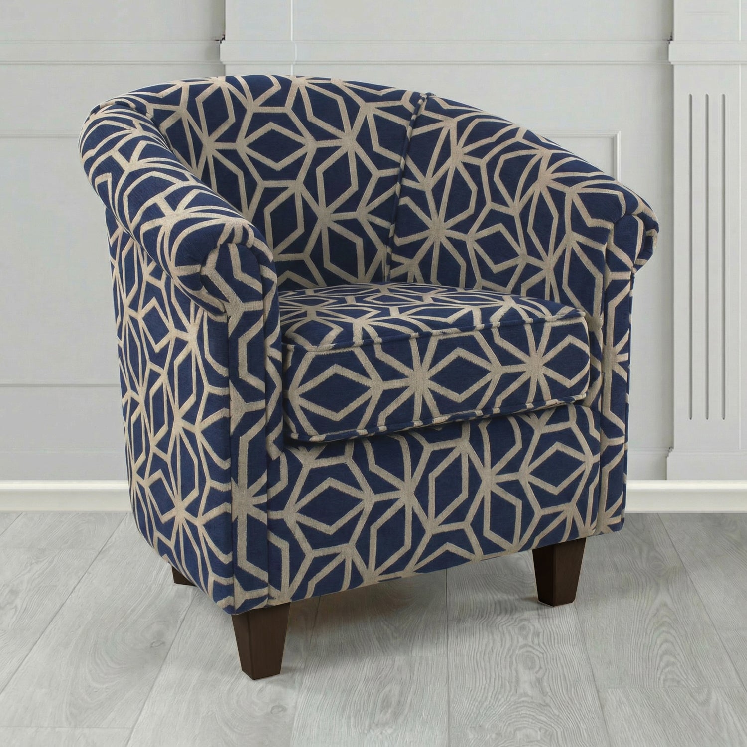 Siena Tub Chair in Panaz Fabrics Lexington Corinthia Geometric Crib 5 Velvet Fabric
