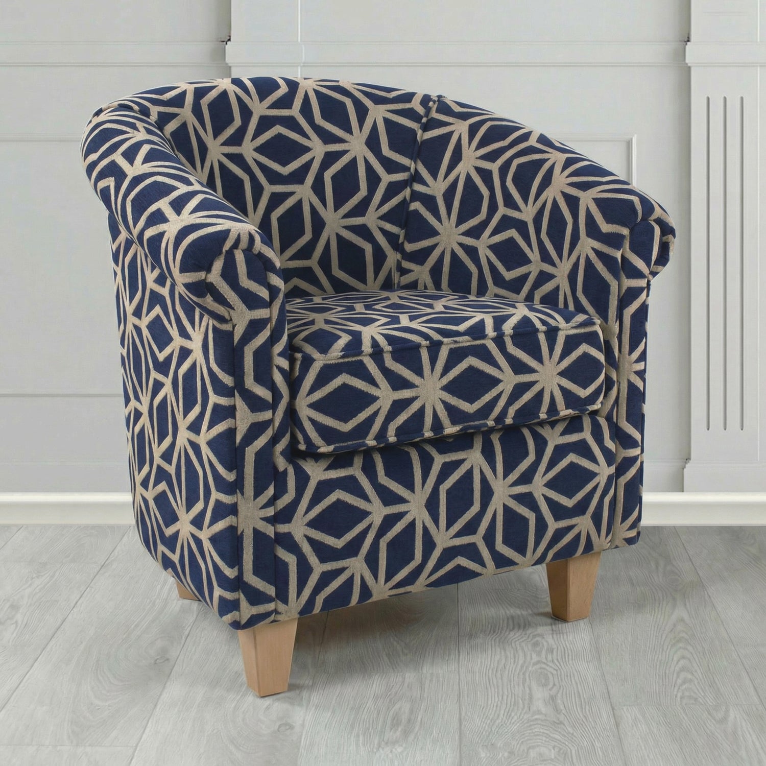 Siena Tub Chair in Panaz Fabrics Lexington Corinthia Geometric Crib 5 Velvet Fabric