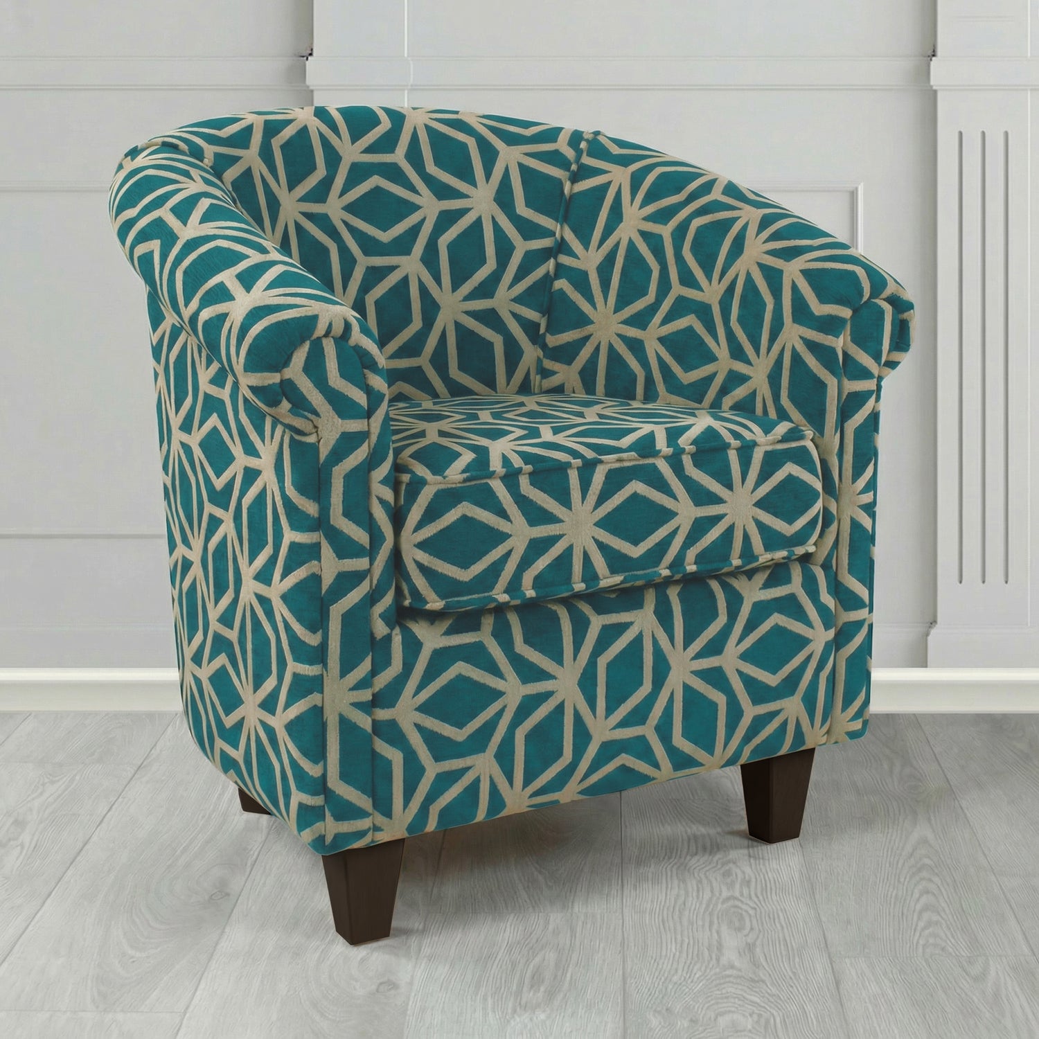 Siena Tub Chair in Panaz Fabrics Lexington Corinthia Geometric Crib 5 Velvet Fabric