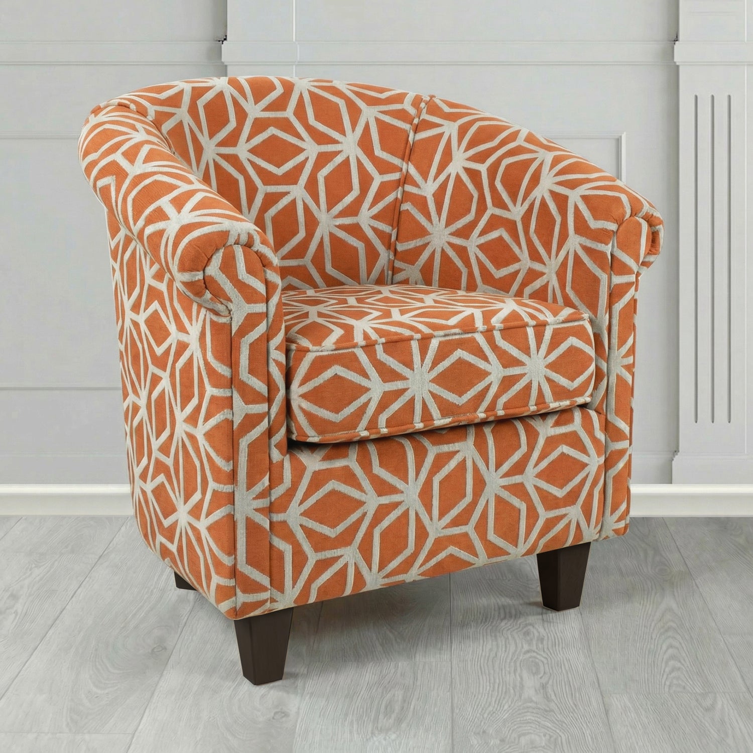Siena Tub Chair in Panaz Fabrics Lexington Corinthia Geometric Crib 5 Velvet Fabric