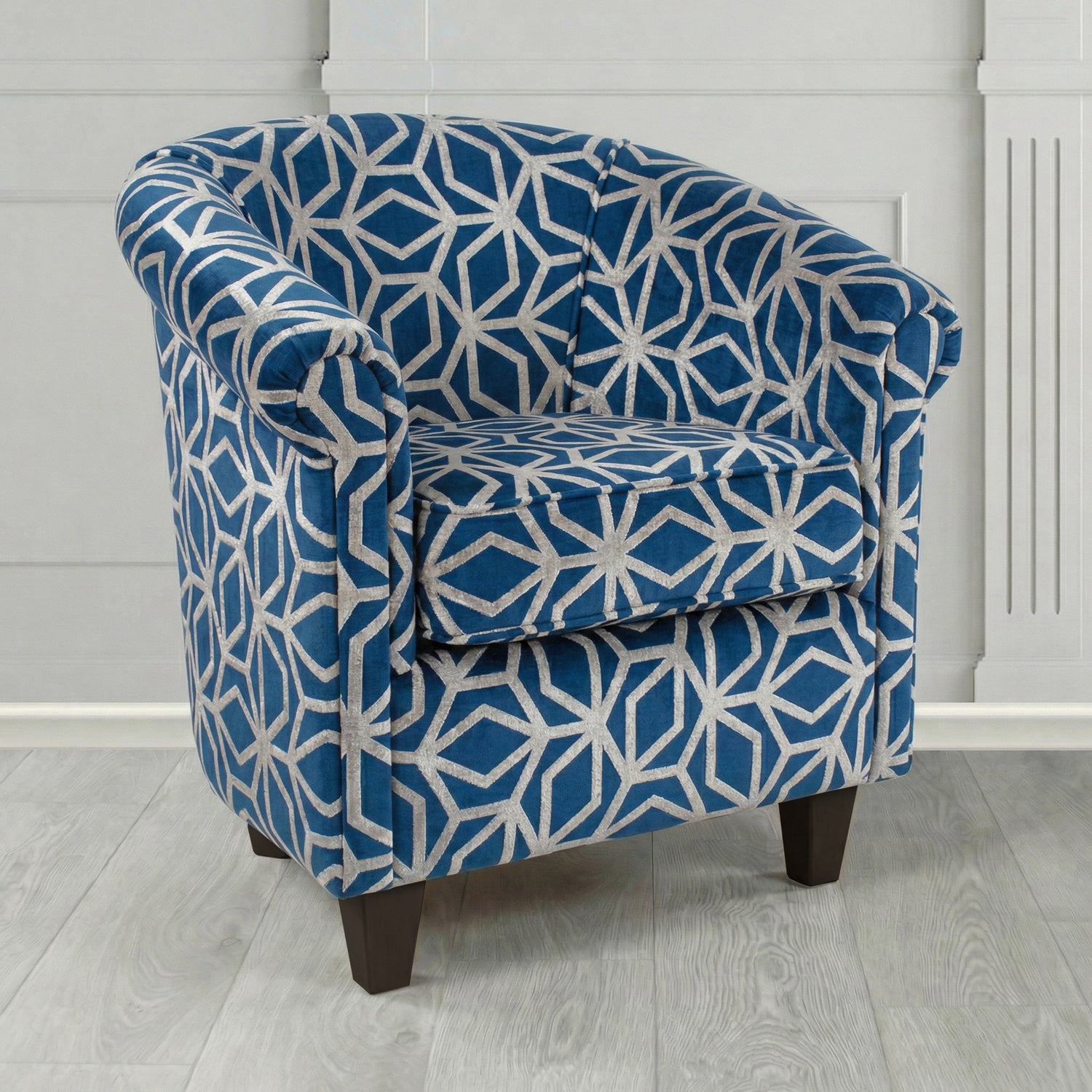 Siena Tub Chair in Panaz Fabrics Lexington Corinthia Geometric Crib 5 Velvet Fabric