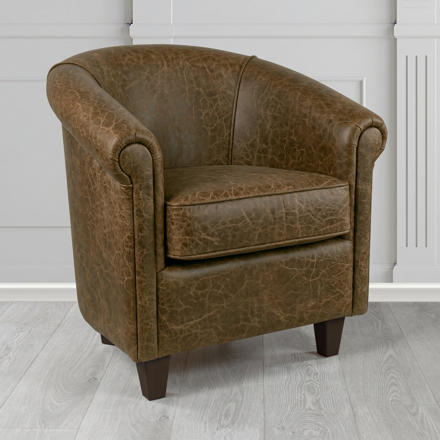 Siena Tub Chair in Crest Leather Saloon Semi-Aniline Crib 5 Genuine Leather