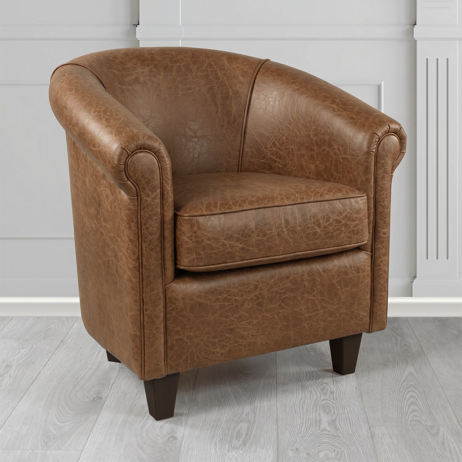 Siena Tub Chair in Crest Leather Saloon Semi-Aniline Crib 5 Genuine Leather