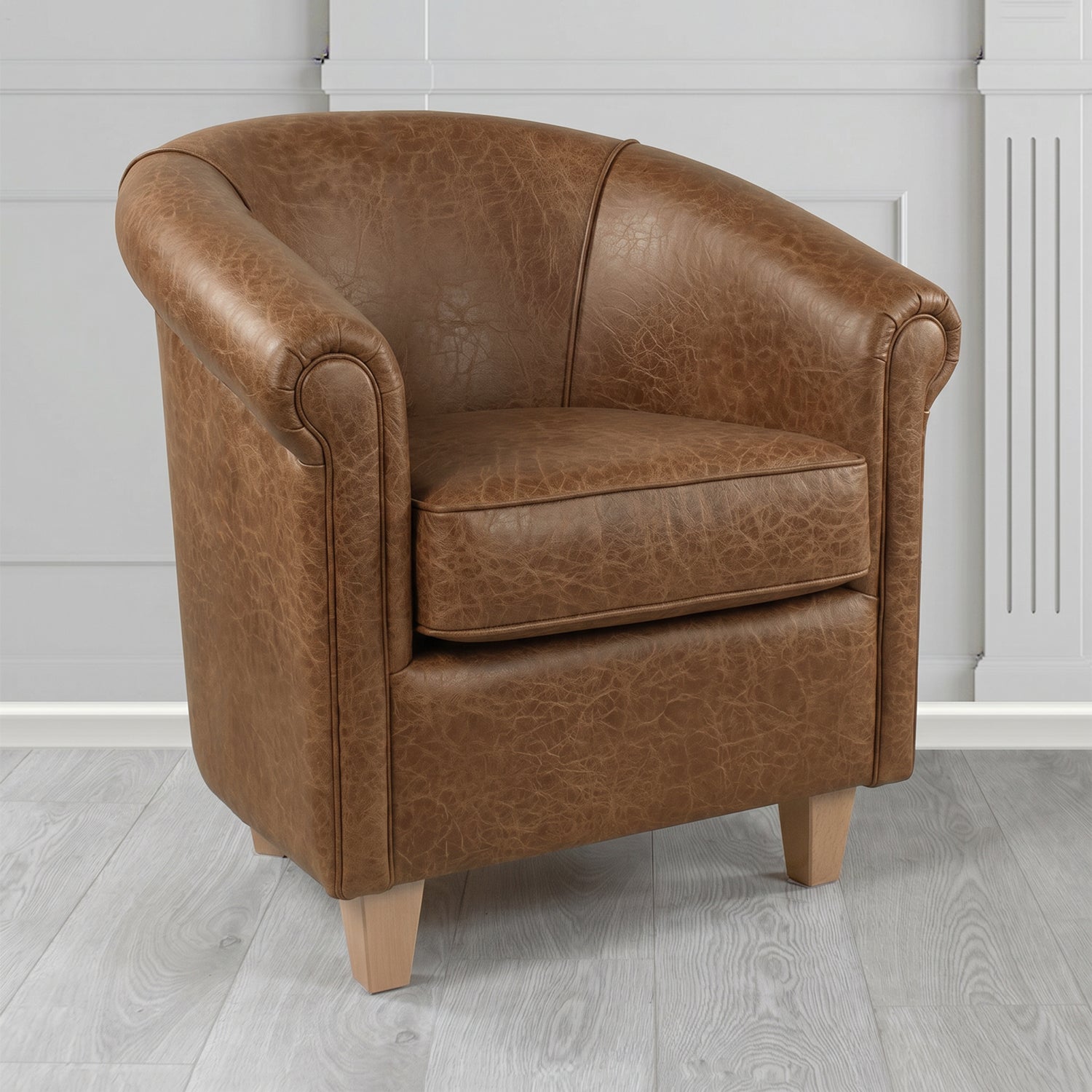 Siena Tub Chair in Crest Leather Saloon Semi-Aniline Crib 5 Genuine Leather