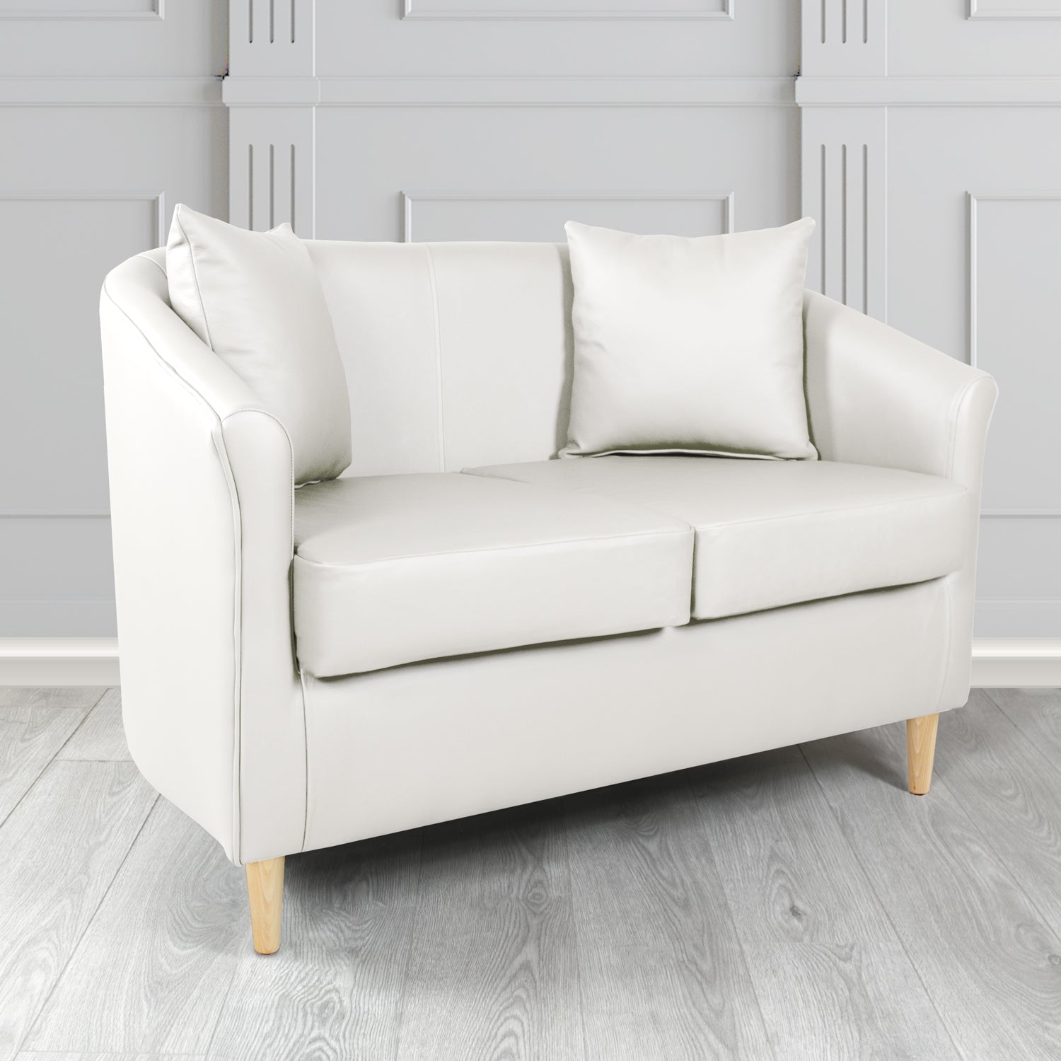 St Tropez 2 Seater Tub Sofa in Tubz Madrid Faux Leather with Scatter Cushions