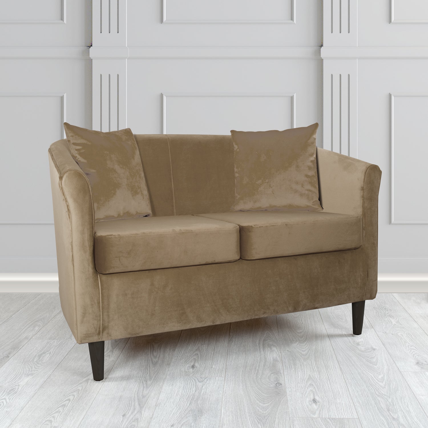St Tropez 2 Seater Tub Sofa in Tubz Monaco Plush Velvet Fabric with Scatter Cushions