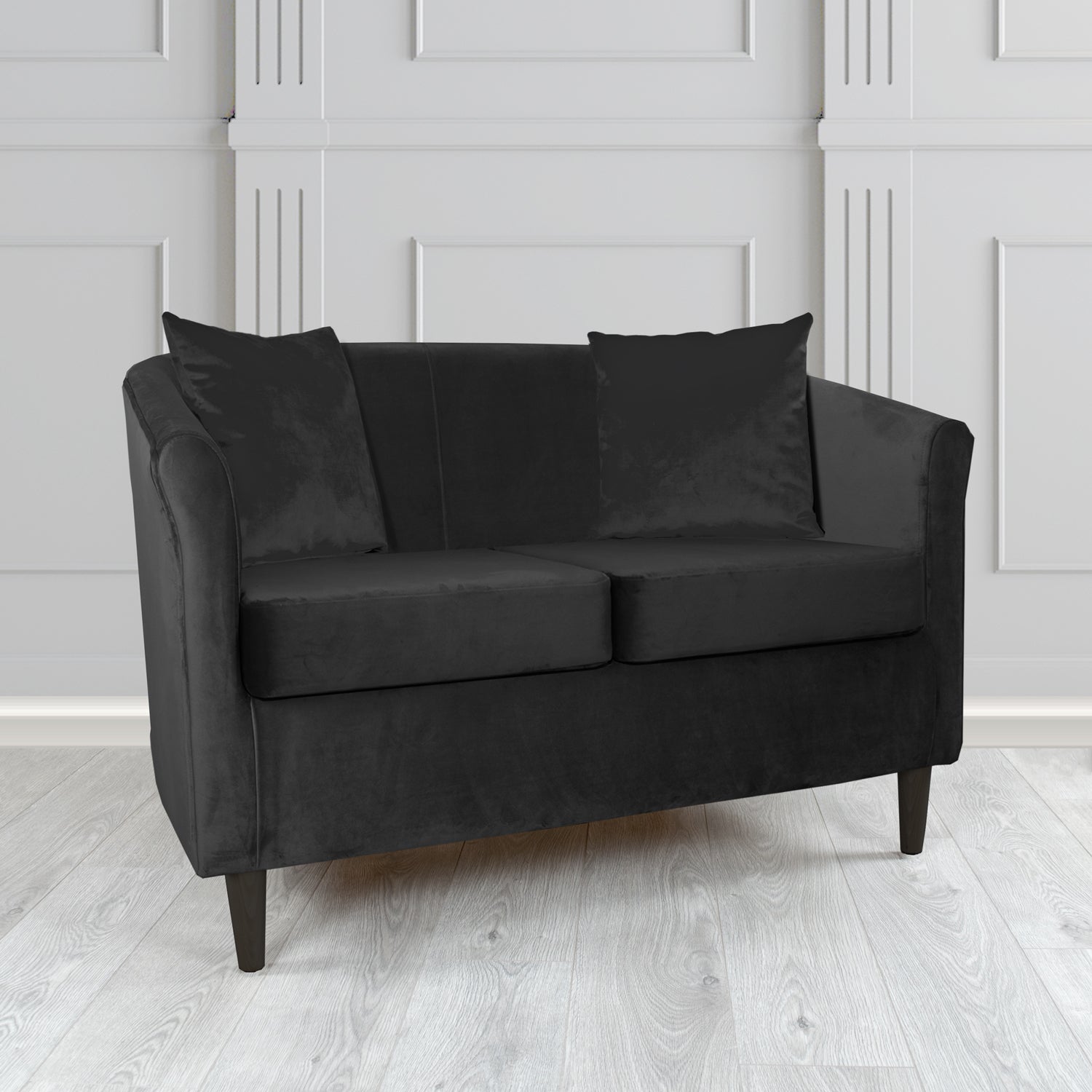 St Tropez 2 Seater Tub Sofa in Tubz Monaco Plush Velvet Fabric with Scatter Cushions