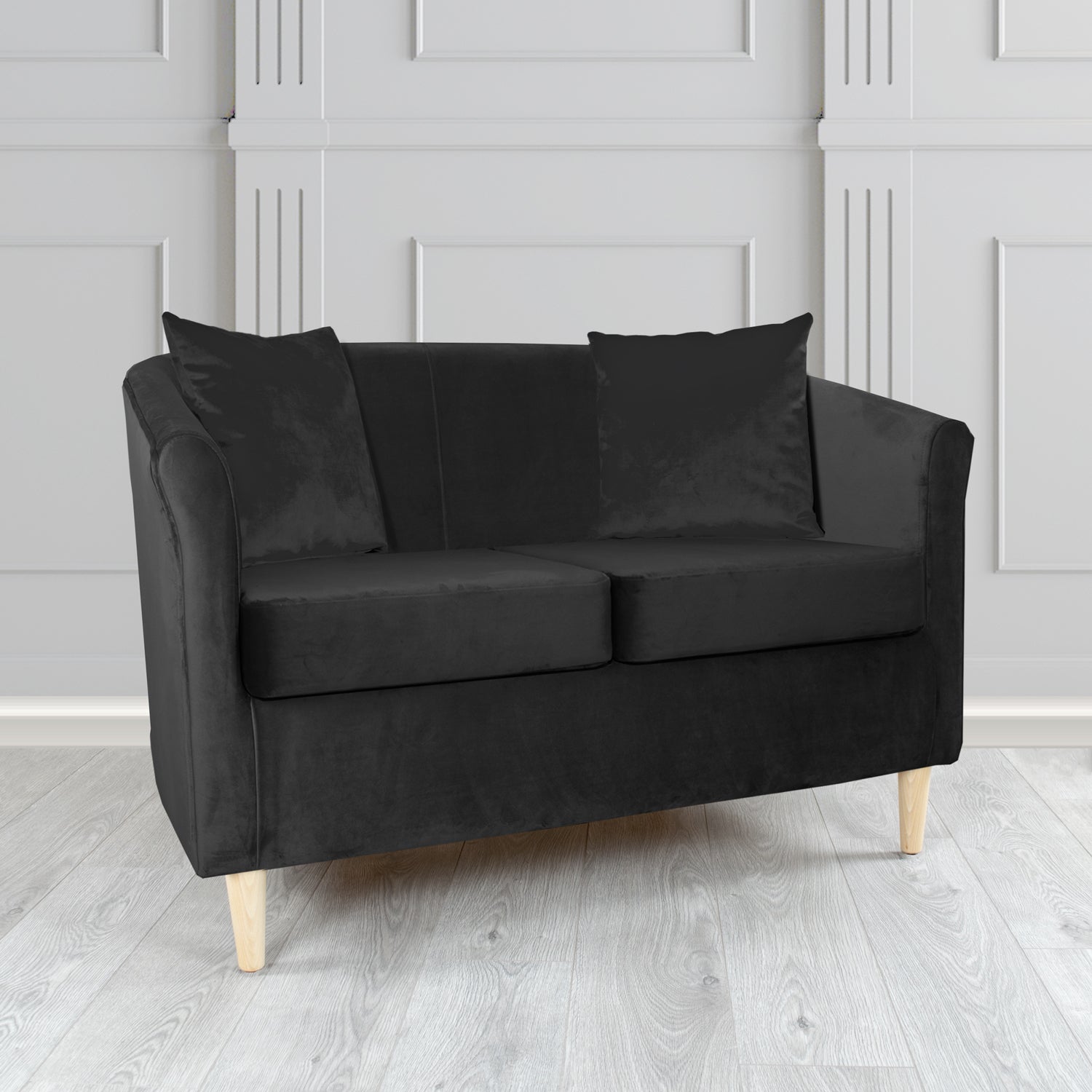 St Tropez 2 Seater Tub Sofa in Tubz Monaco Plush Velvet Fabric with Scatter Cushions