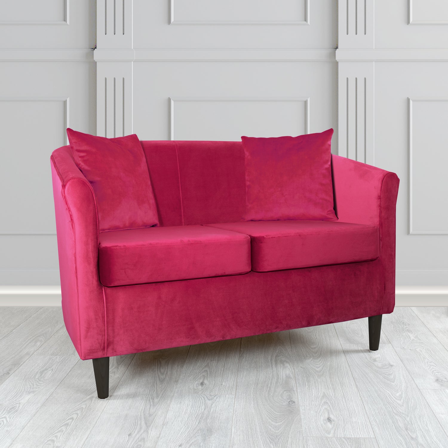 St Tropez 2 Seater Tub Sofa in Tubz Monaco Plush Velvet Fabric with Scatter Cushions