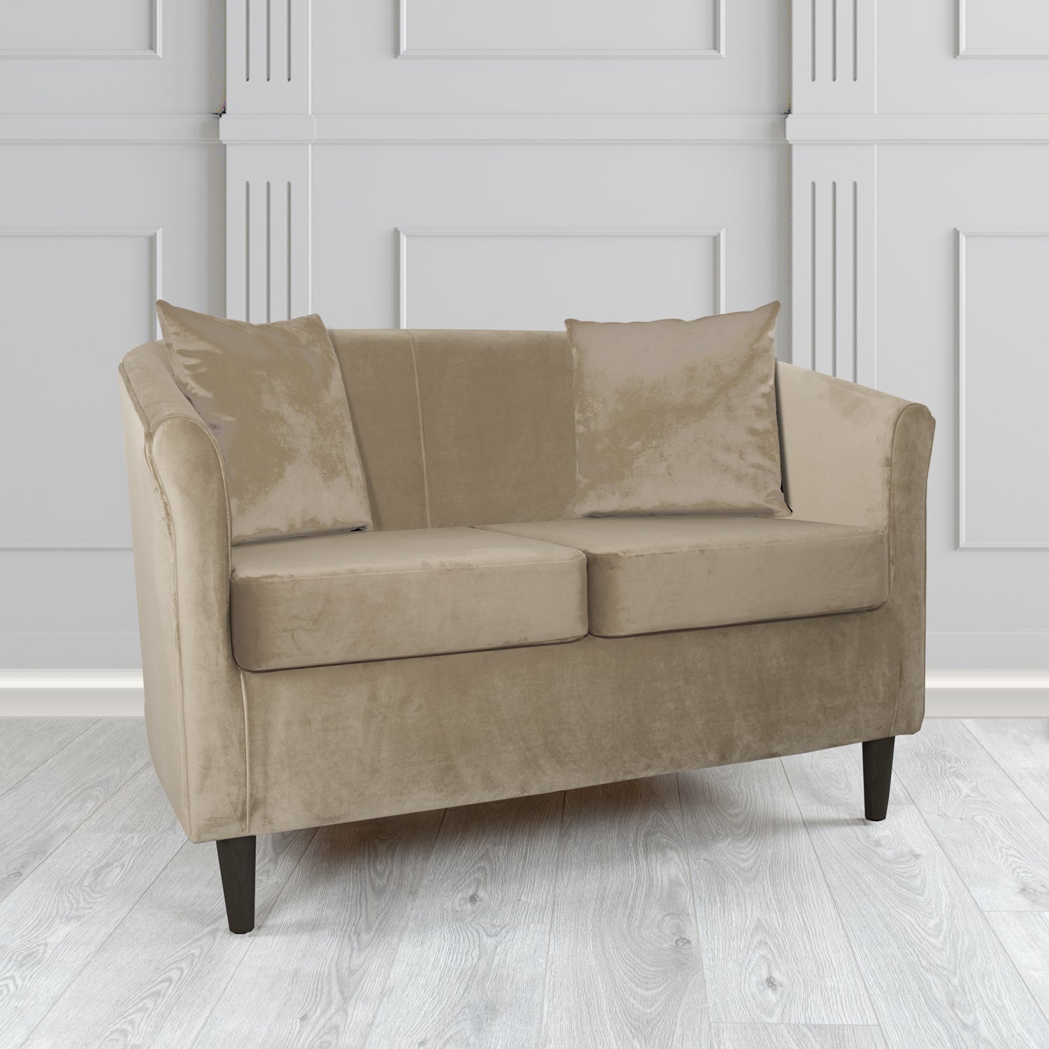 St Tropez 2 Seater Tub Sofa in Tubz Monaco Plush Velvet Fabric with Scatter Cushions