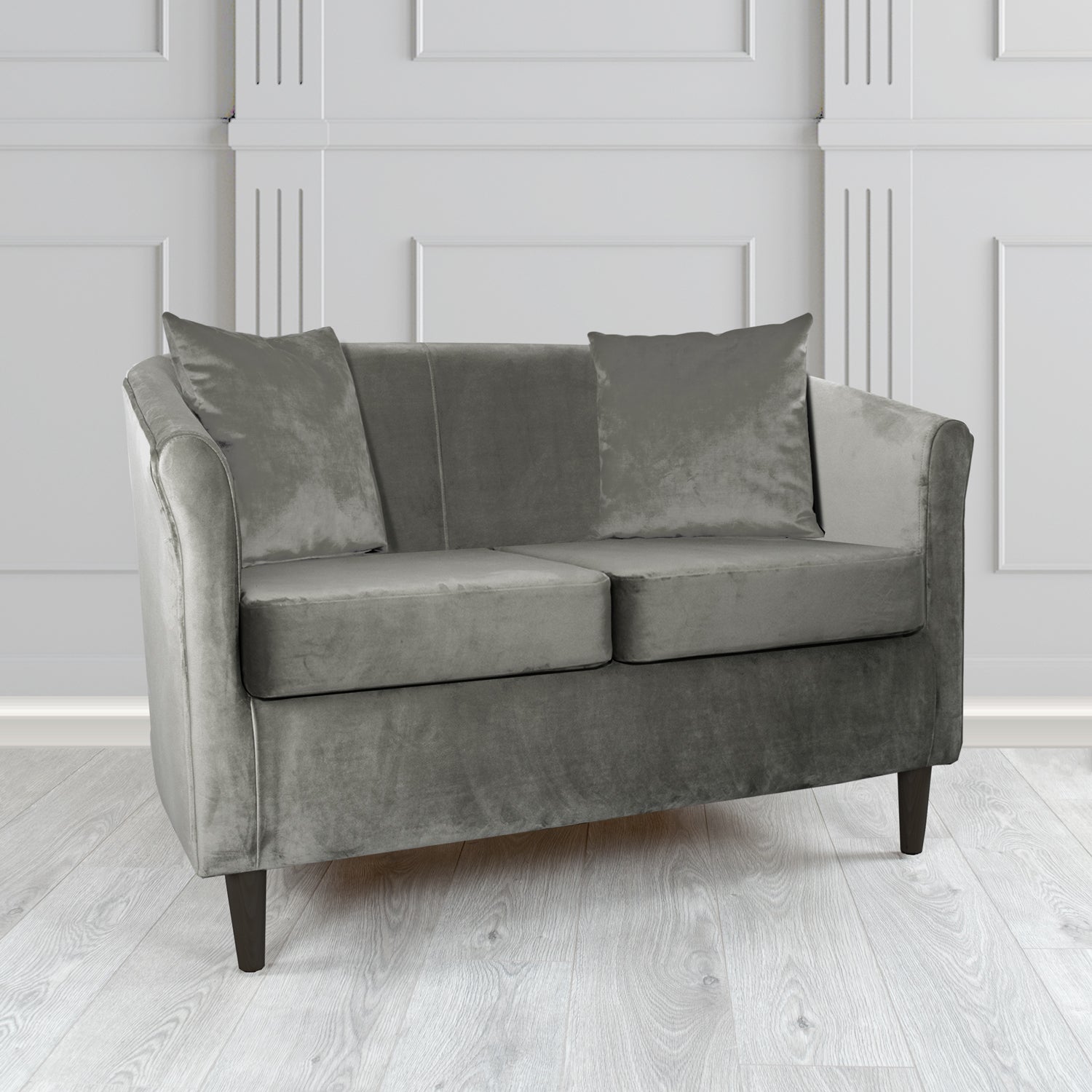 St Tropez 2 Seater Tub Sofa in Tubz Monaco Plush Velvet Fabric with Scatter Cushions