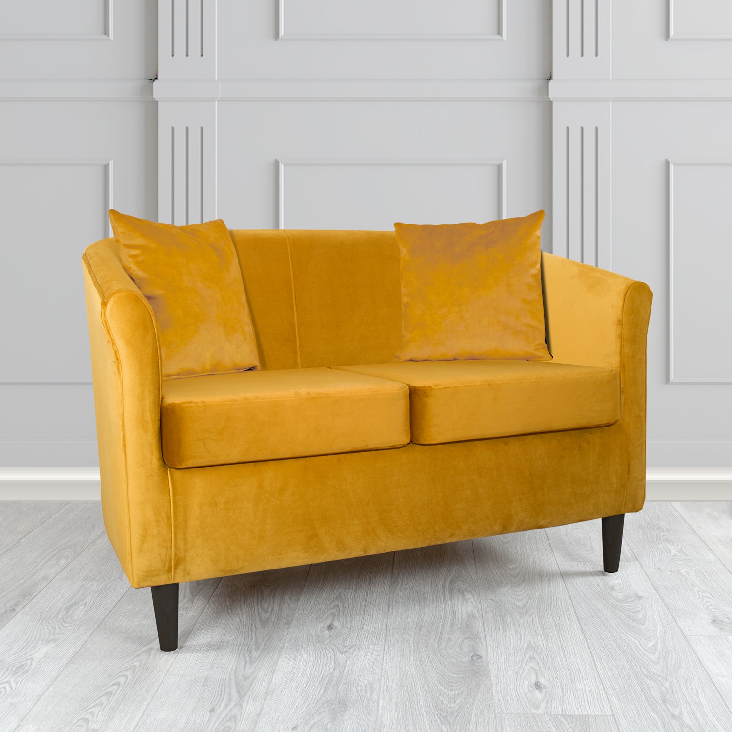 St Tropez 2 Seater Tub Sofa in Tubz Monaco Plush Velvet Fabric with Scatter Cushions