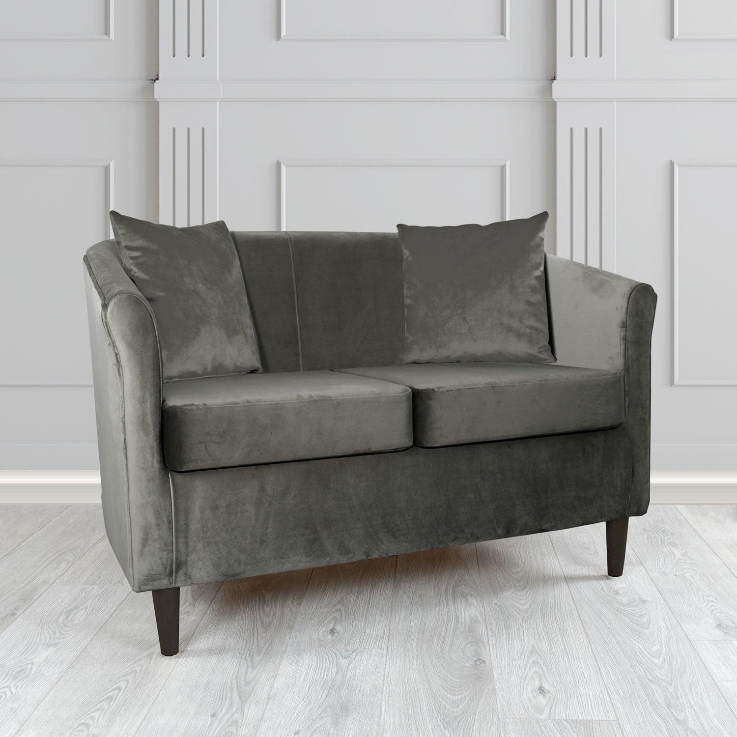 St Tropez 2 Seater Tub Sofa in Tubz Monaco Plush Velvet Fabric with Scatter Cushions