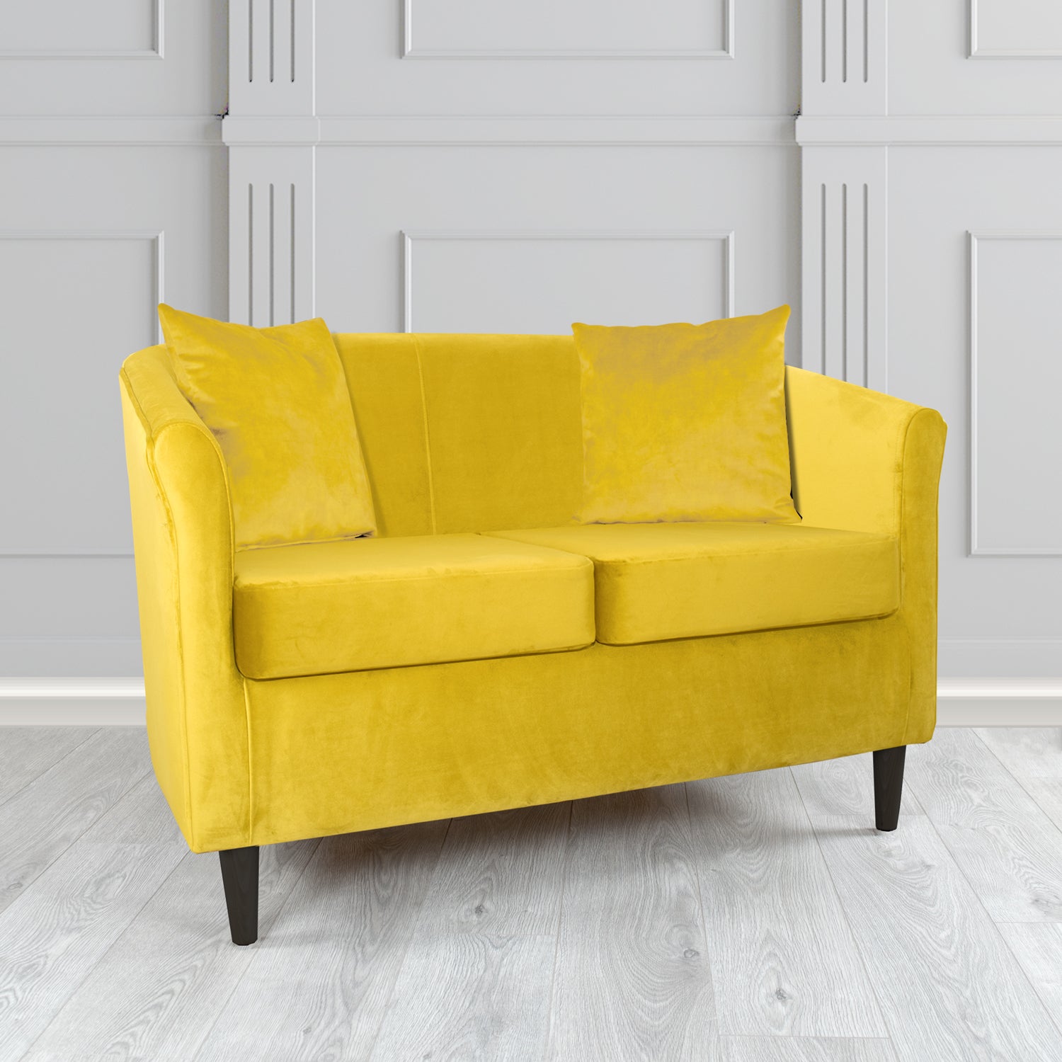 St Tropez 2 Seater Tub Sofa in Tubz Monaco Plush Velvet Fabric with Scatter Cushions