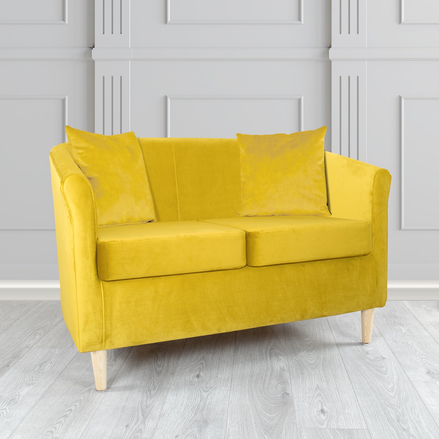 St Tropez 2 Seater Tub Sofa in Tubz Monaco Plush Velvet Fabric with Scatter Cushions