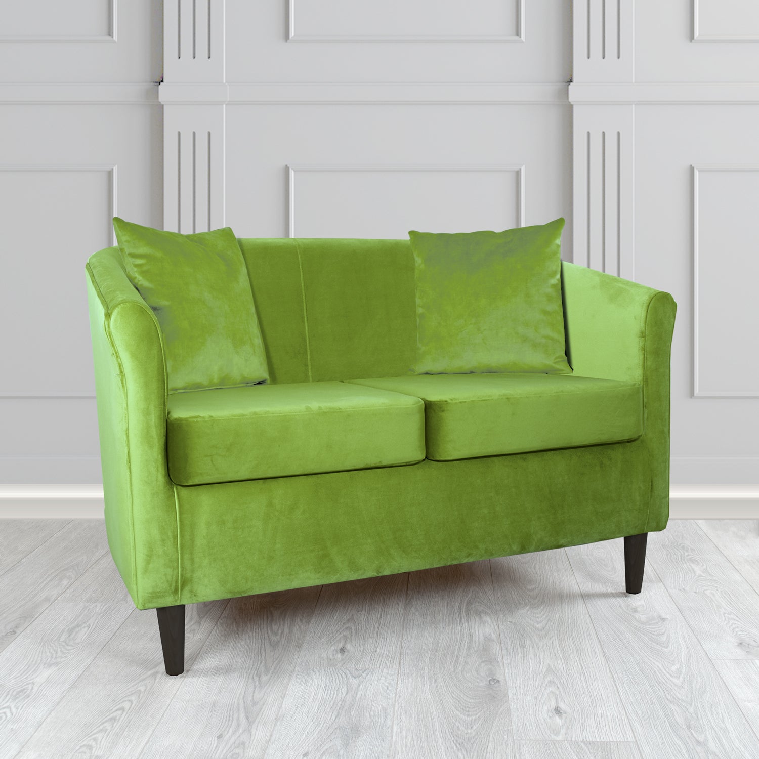 St Tropez 2 Seater Tub Sofa in Tubz Monaco Plush Velvet Fabric with Scatter Cushions