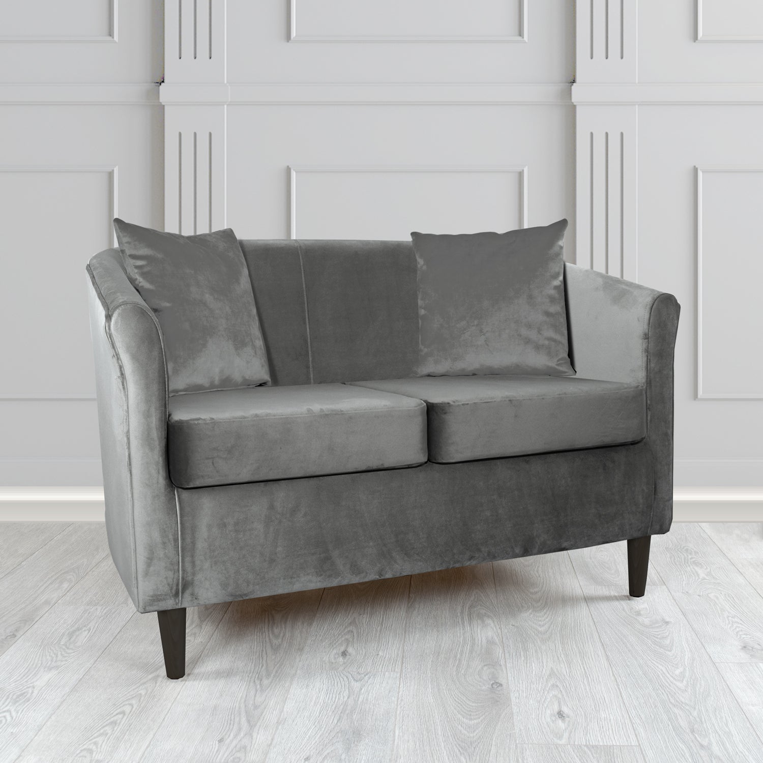 St Tropez 2 Seater Tub Sofa in Tubz Monaco Plush Velvet Fabric with Scatter Cushions