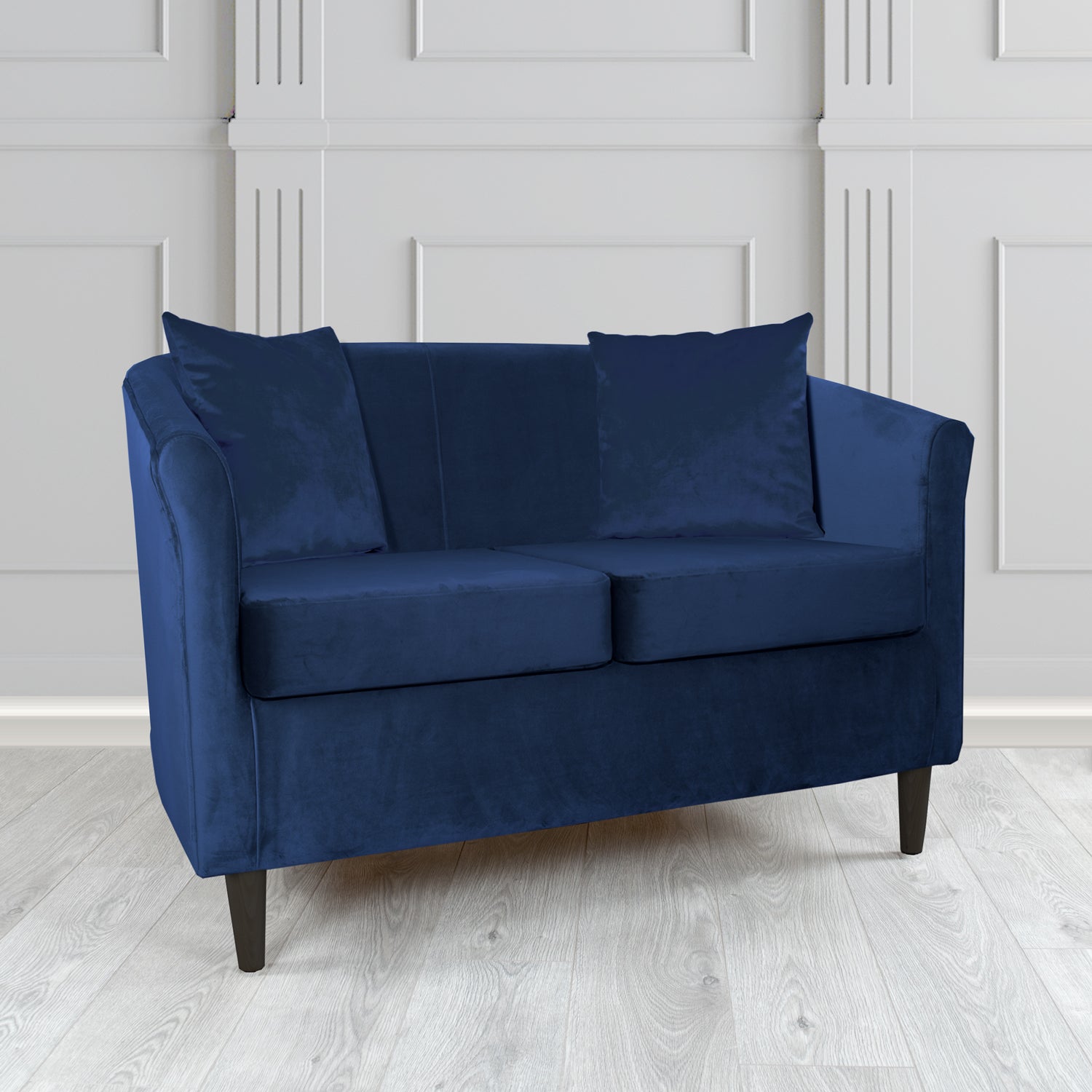 St Tropez 2 Seater Tub Sofa in Tubz Monaco Plush Velvet Fabric with Scatter Cushions