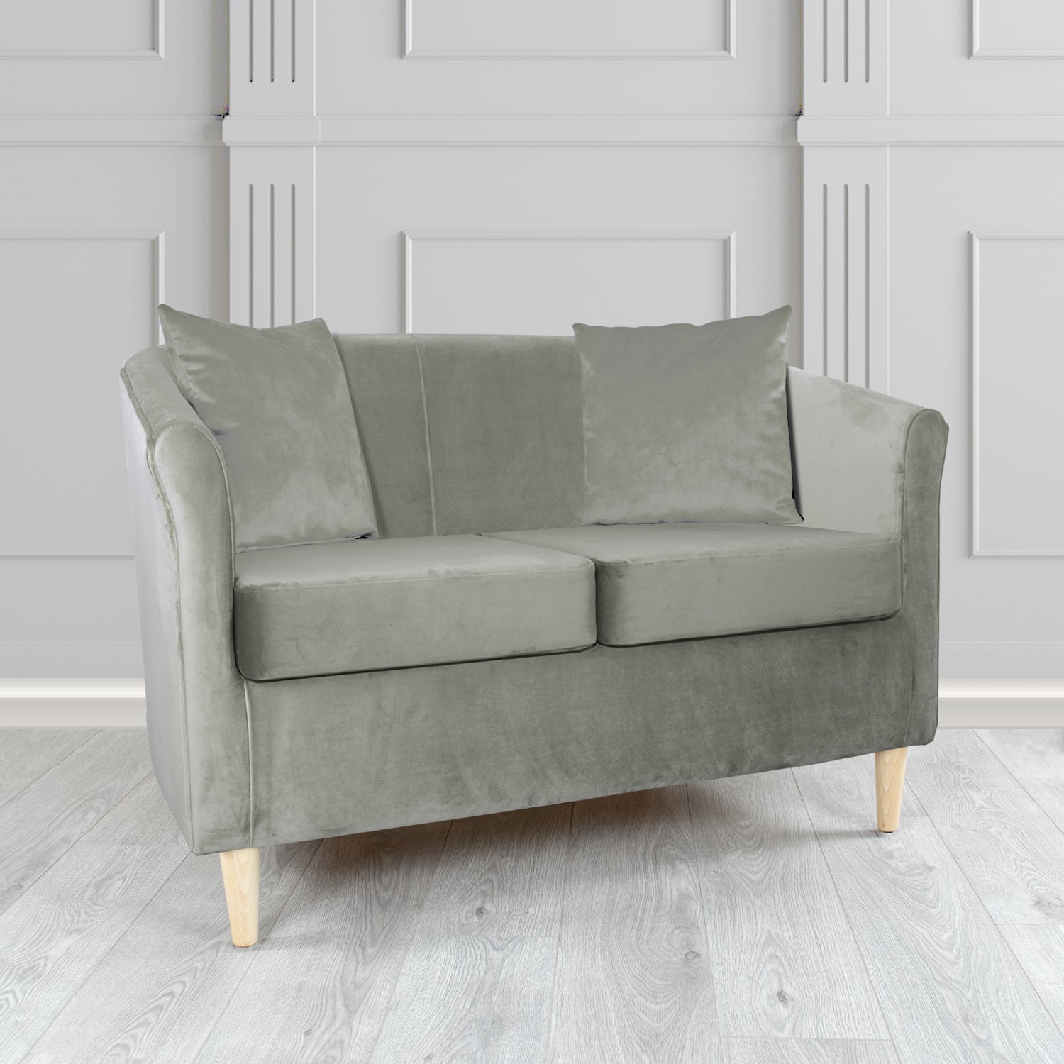 St Tropez 2 Seater Tub Sofa in Tubz Monaco Plush Velvet Fabric with Scatter Cushions