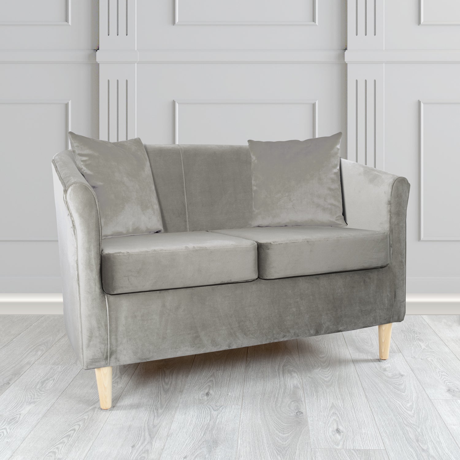 St Tropez 2 Seater Tub Sofa in Tubz Monaco Plush Velvet Fabric with Scatter Cushions