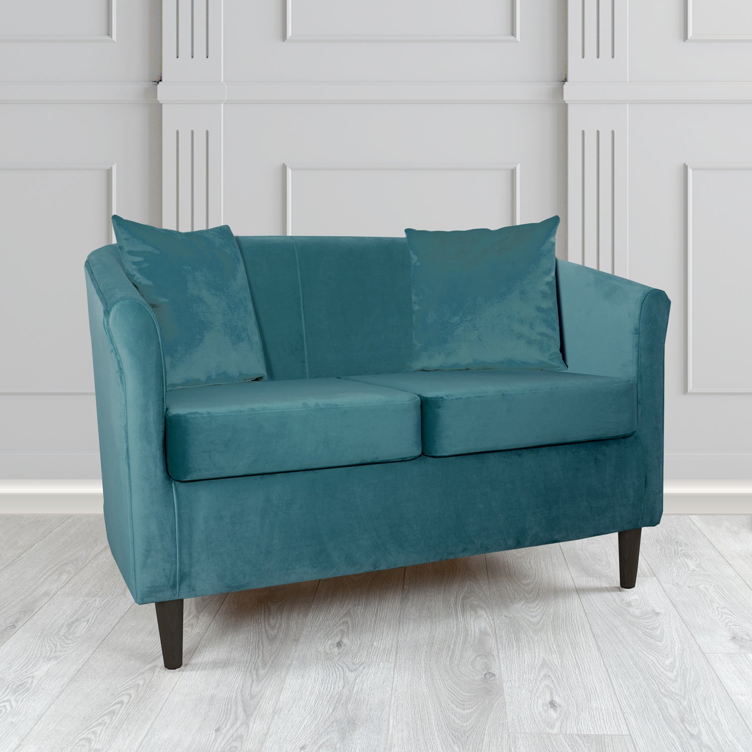 St Tropez 2 Seater Tub Sofa in Tubz Monaco Plush Velvet Fabric with Scatter Cushions