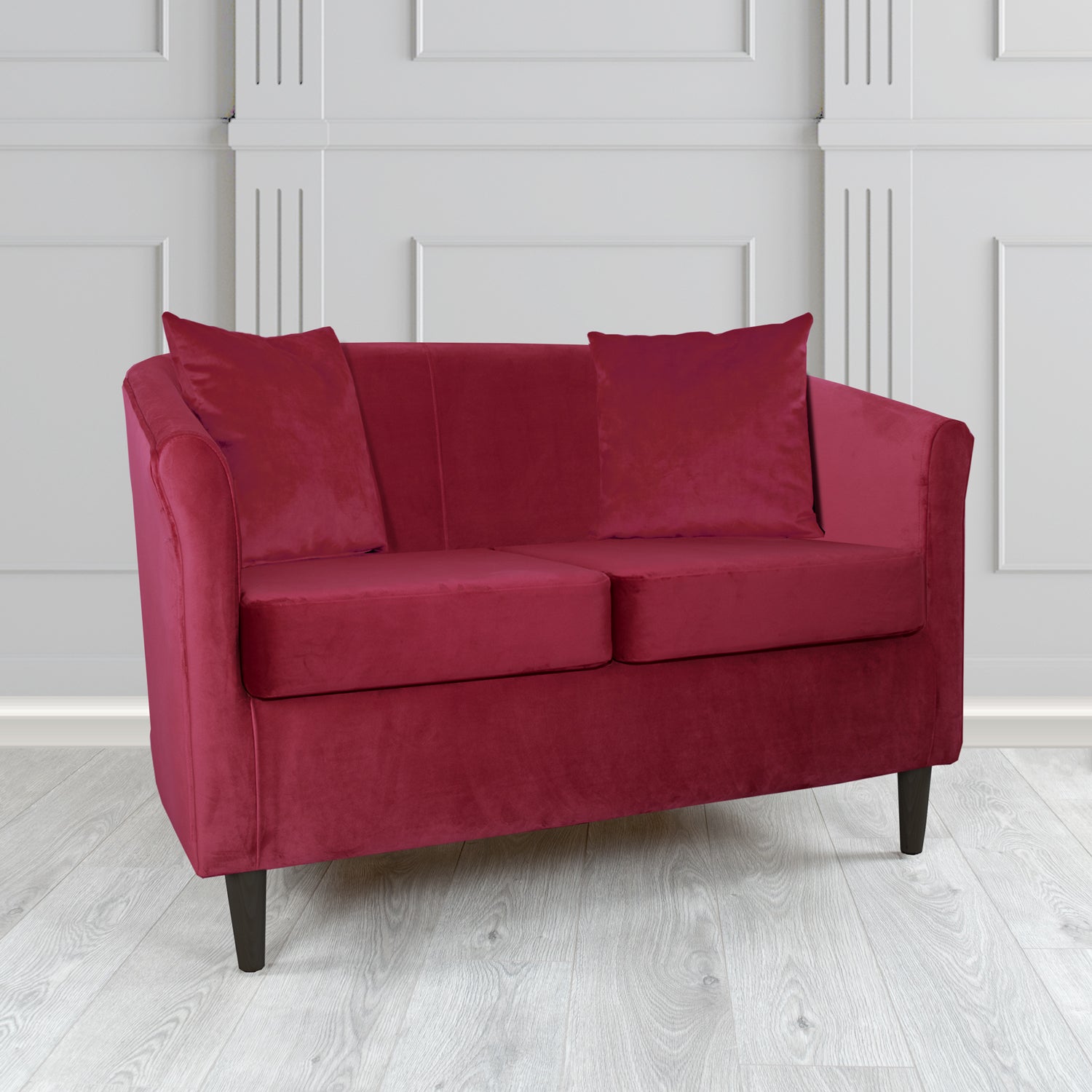 St Tropez 2 Seater Tub Sofa in Tubz Monaco Plush Velvet Fabric with Scatter Cushions
