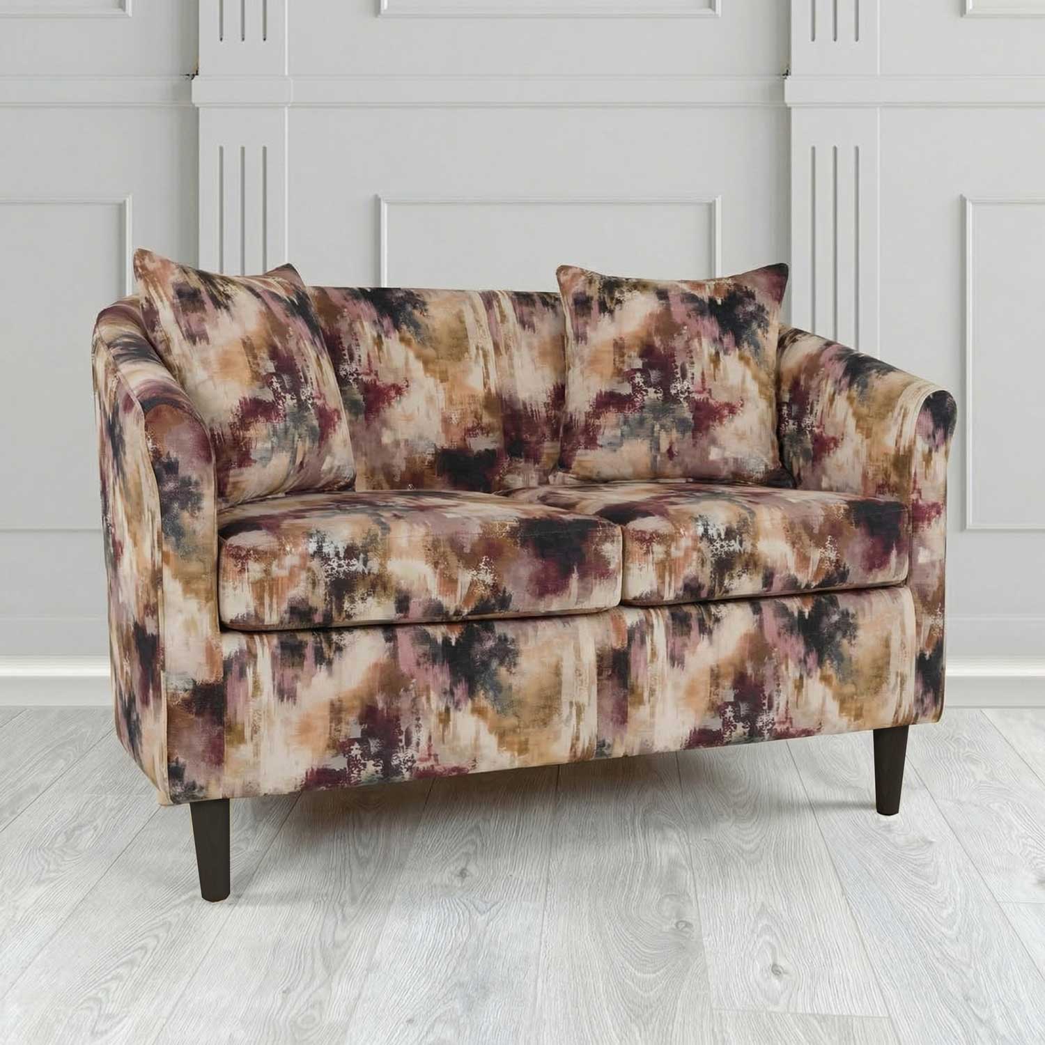St Tropez 2 Seater Tub Sofa in Fryett's Kala Abstract Fabric with Scatter Cushion