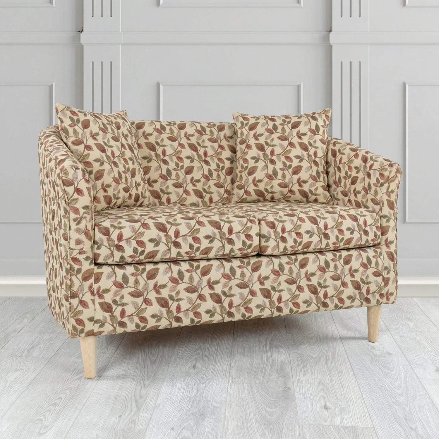 St Tropez 2 Seater Tub Sofa in Porter and Stone Vercelli Floral Fabric with Scatter Cushion