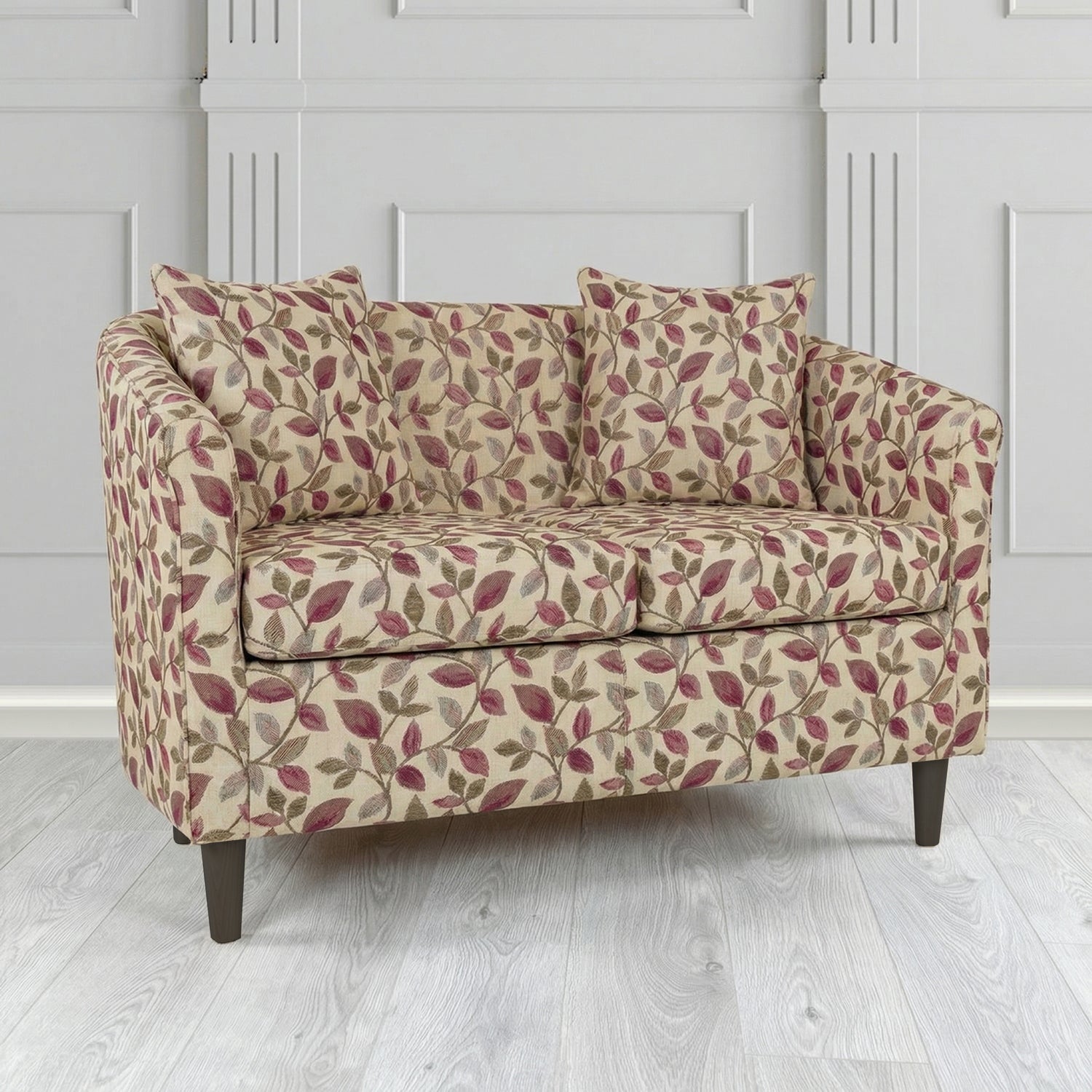 St Tropez 2 Seater Tub Sofa in Porter and Stone Vercelli Floral Fabric with Scatter Cushion