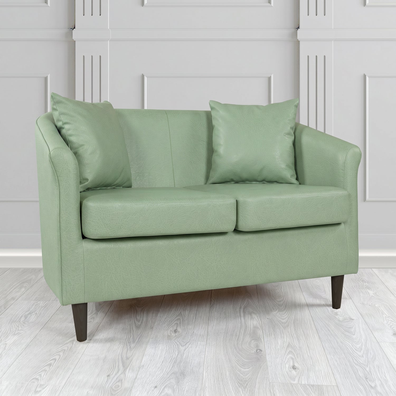 St Tropez 2 Seater Tub Sofa in Crest Leather Saloon Semi-Aniline Crib 5 Genuine Leather with Scatter Cushion