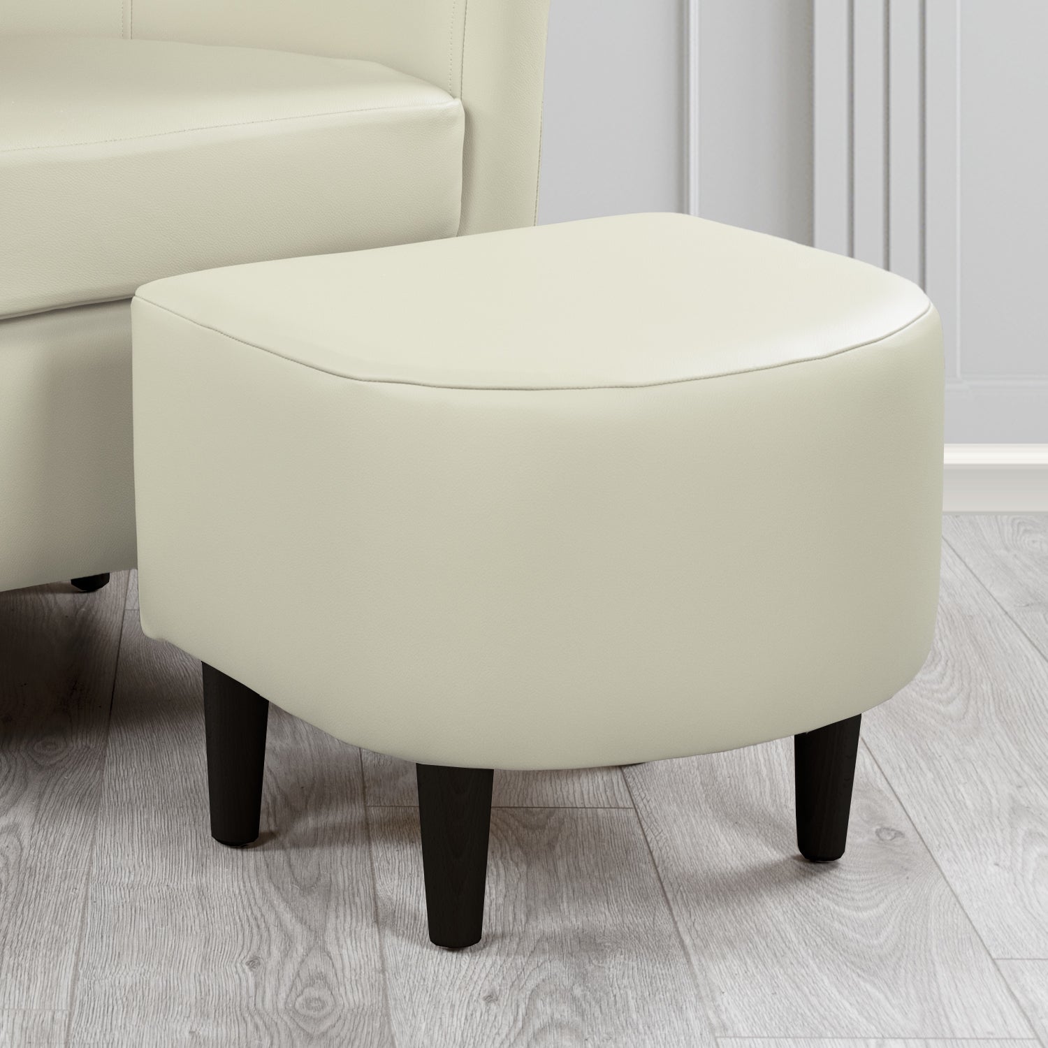 St Tropez Footstool in Crest Leather Shelly Crib 5 Genuine Leather