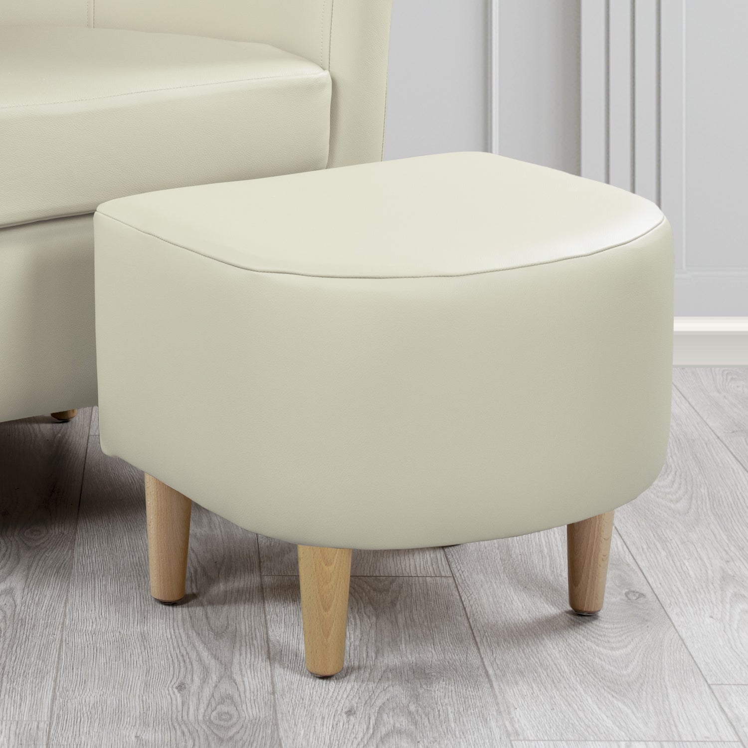 St Tropez Footstool in Crest Leather Shelly Crib 5 Genuine Leather