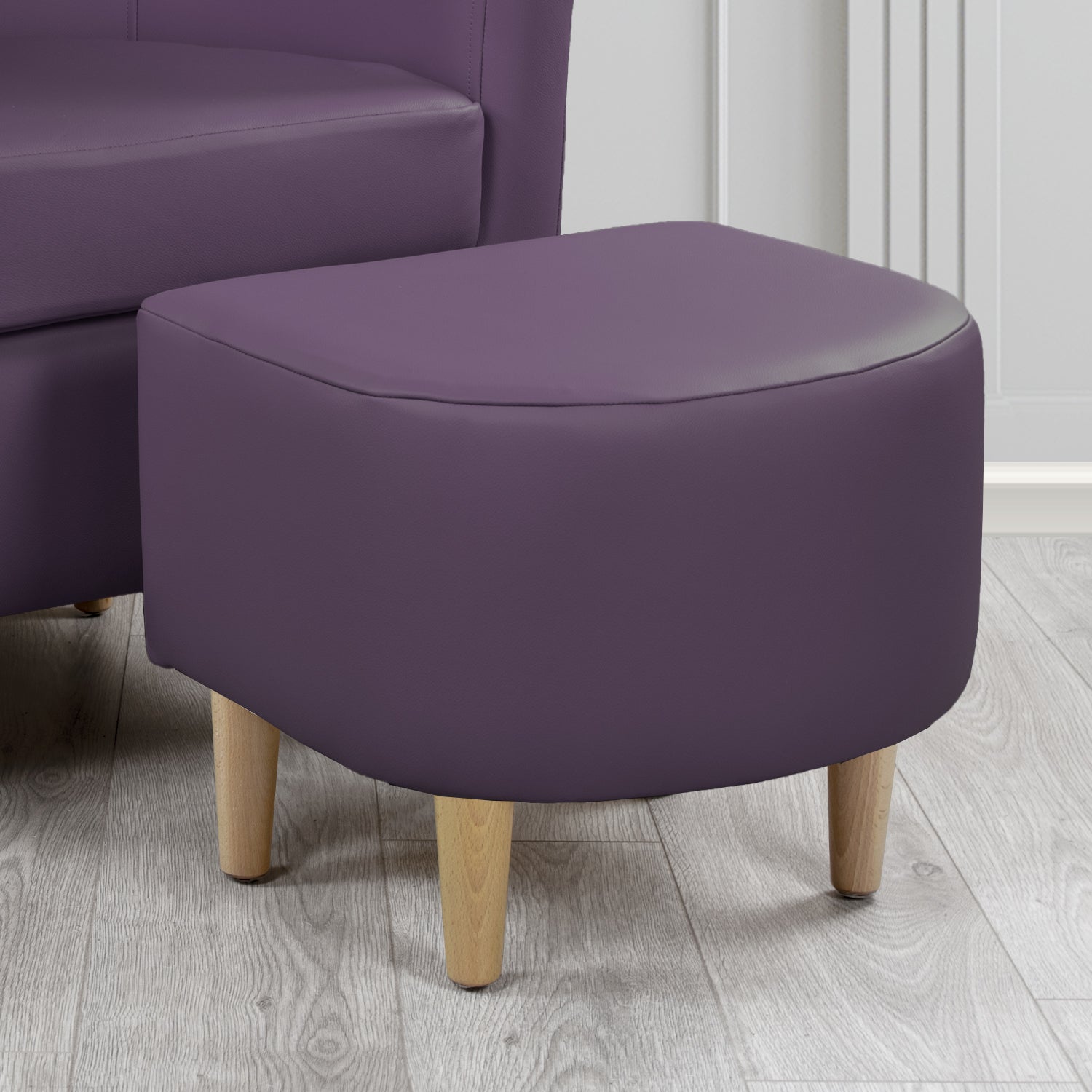 St Tropez Footstool in Crest Leather Shelly Crib 5 Genuine Leather