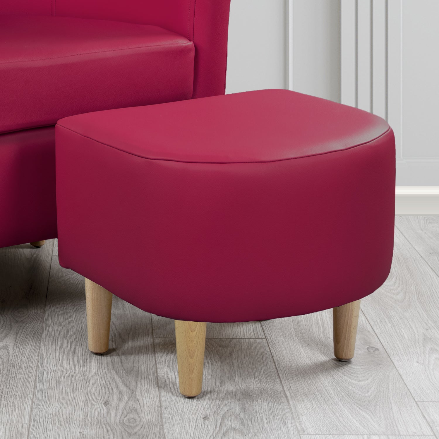 St Tropez Footstool in Crest Leather Shelly Crib 5 Genuine Leather