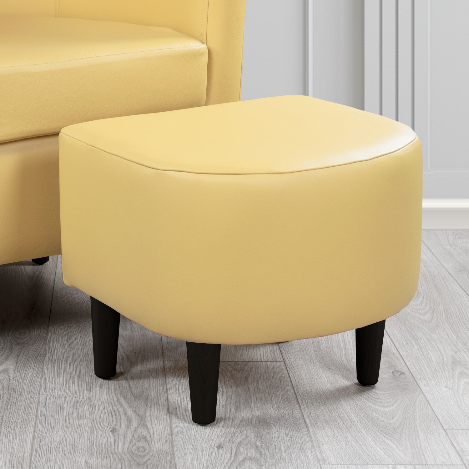 St Tropez Footstool in Crest Leather Shelly Crib 5 Genuine Leather