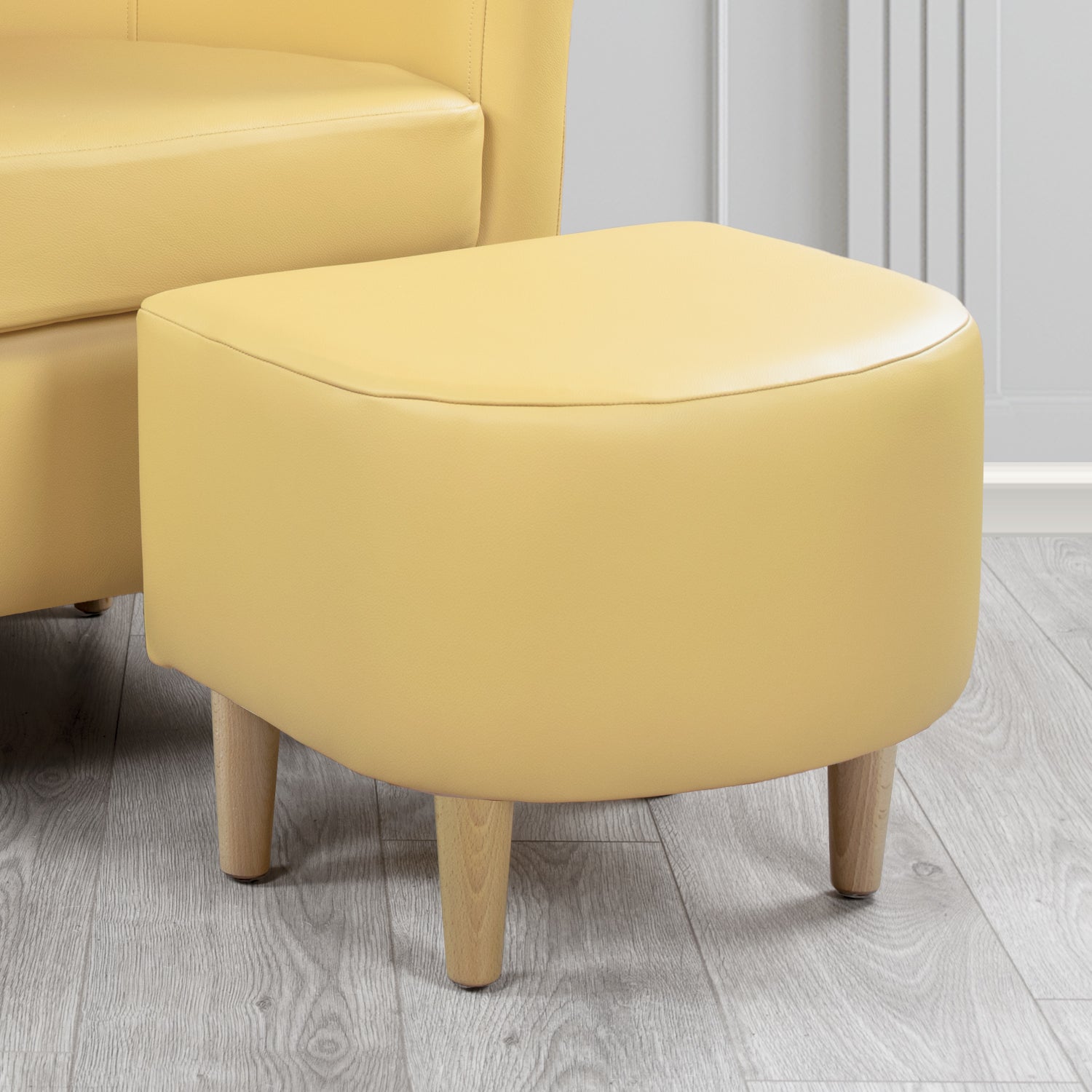 St Tropez Footstool in Crest Leather Shelly Crib 5 Genuine Leather