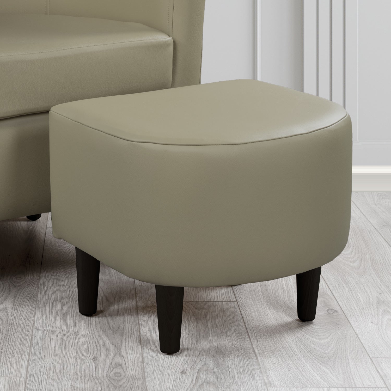 St Tropez Footstool in Crest Leather Shelly Crib 5 Genuine Leather